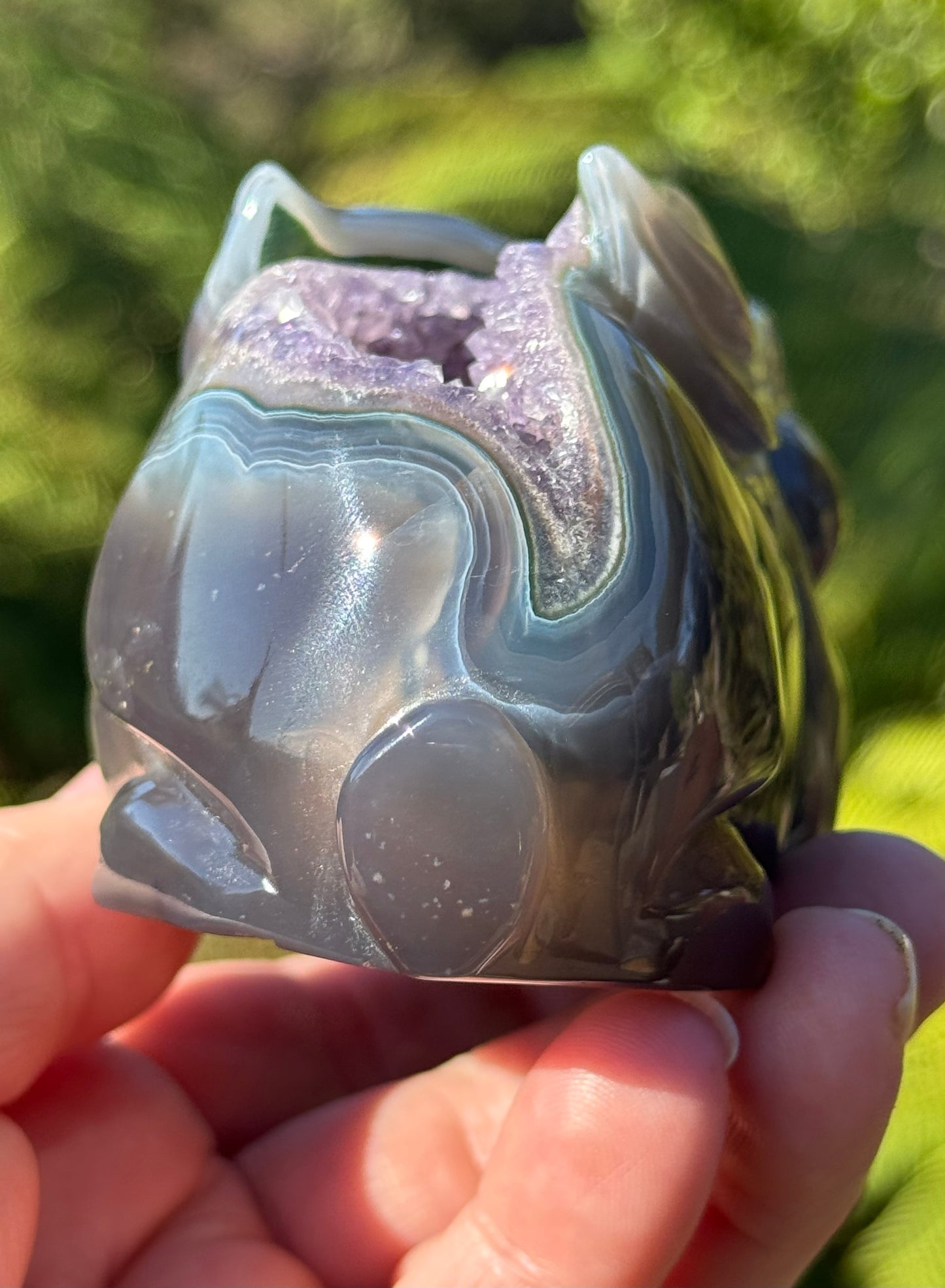 Agate & Amethyst Geode Rabbit – Hand-Carved, One of a Kind