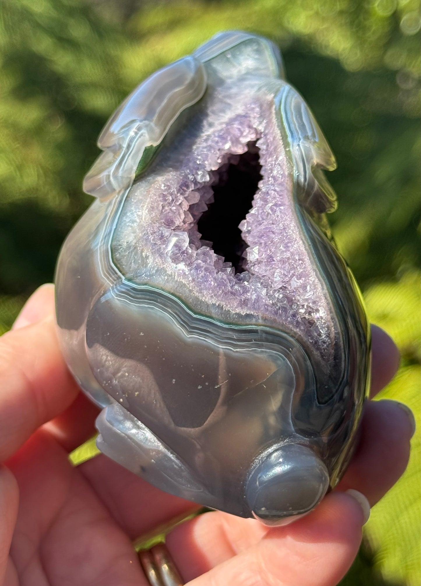 Agate & Amethyst Geode Rabbit – Hand-Carved, One of a Kind