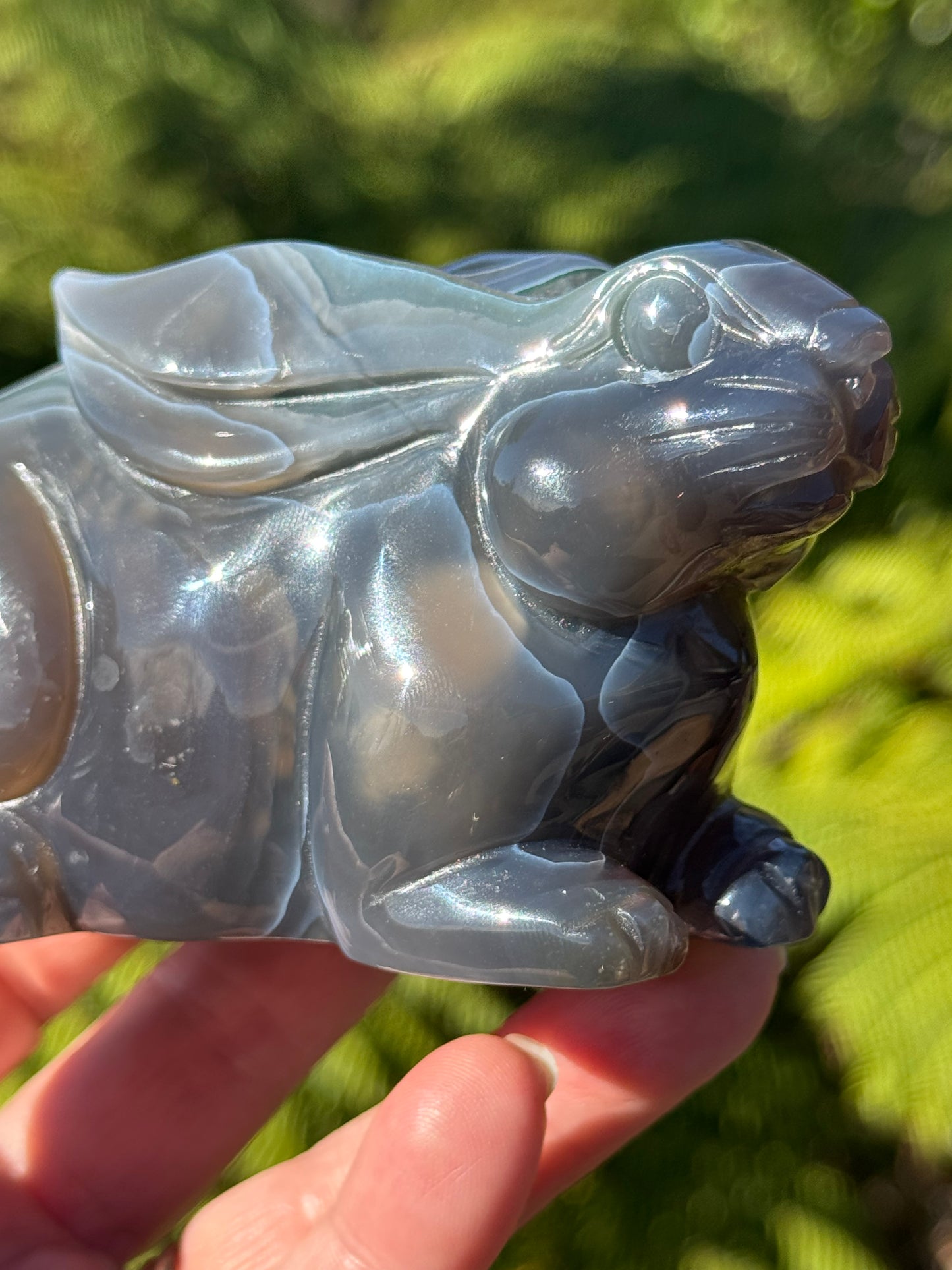 Agate & Amethyst Geode Rabbit – Hand-Carved, One of a Kind