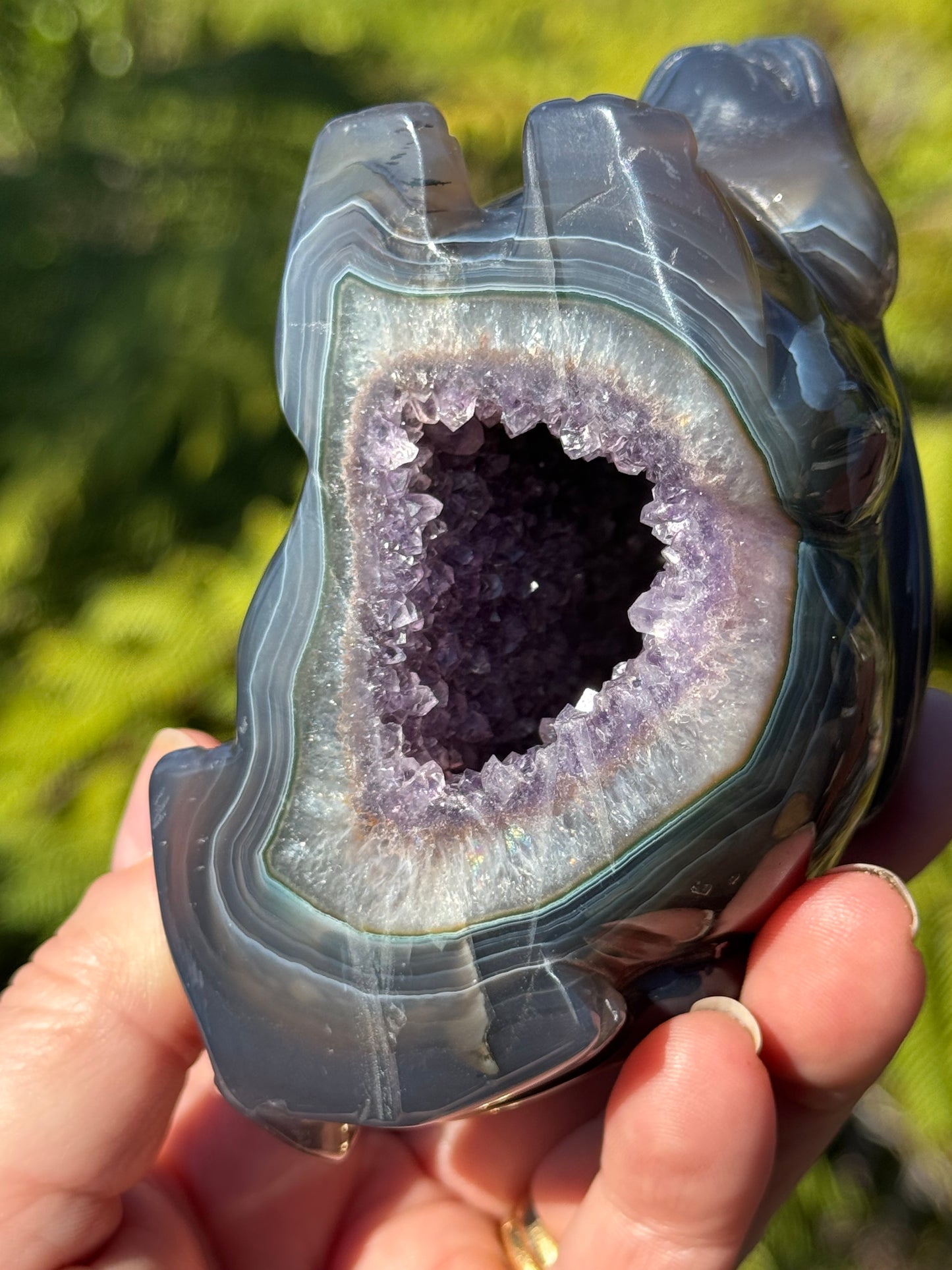 Agate & Amethyst Geode Rabbit – Hand-Carved, One of a Kind
