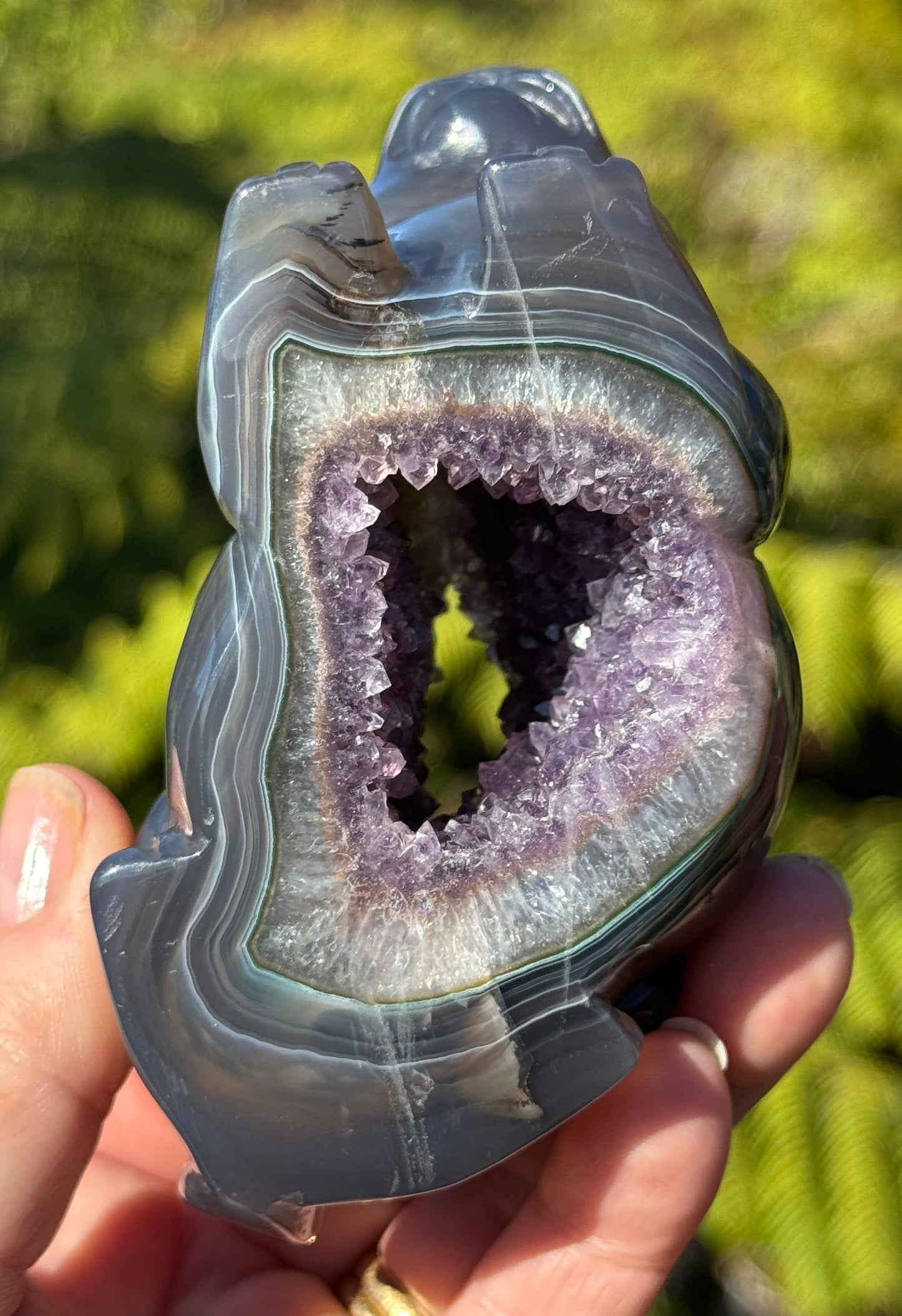 Agate & Amethyst Geode Rabbit – Hand-Carved, One of a Kind