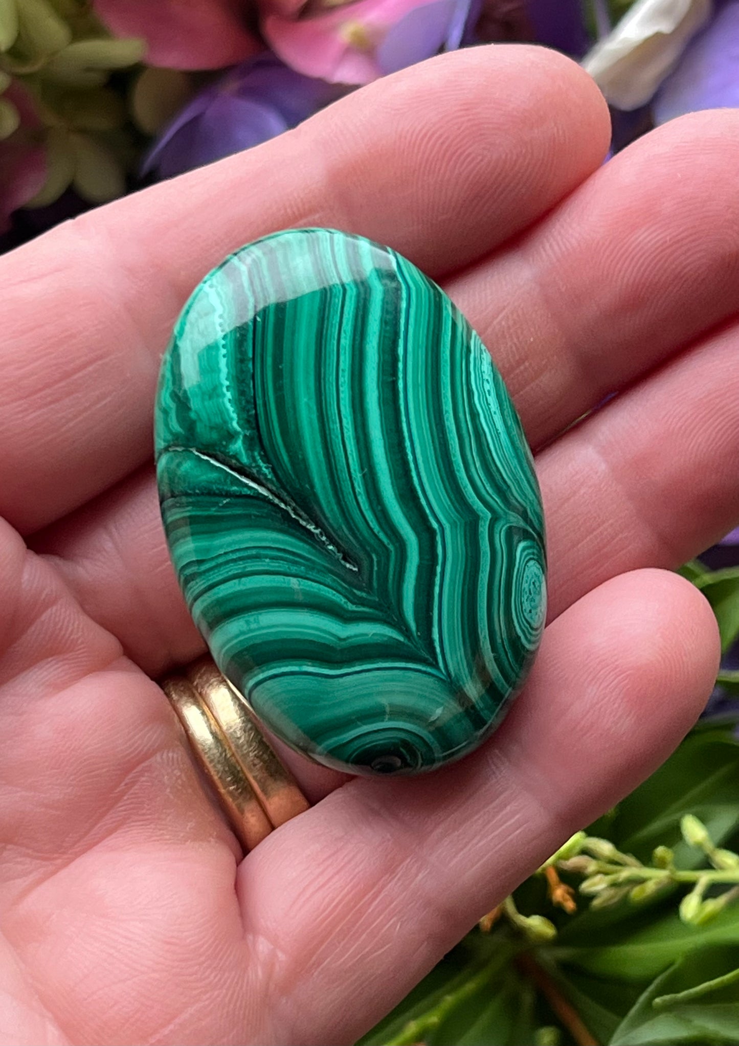 RESERVED FOR JAMES Malachite Palm Stone