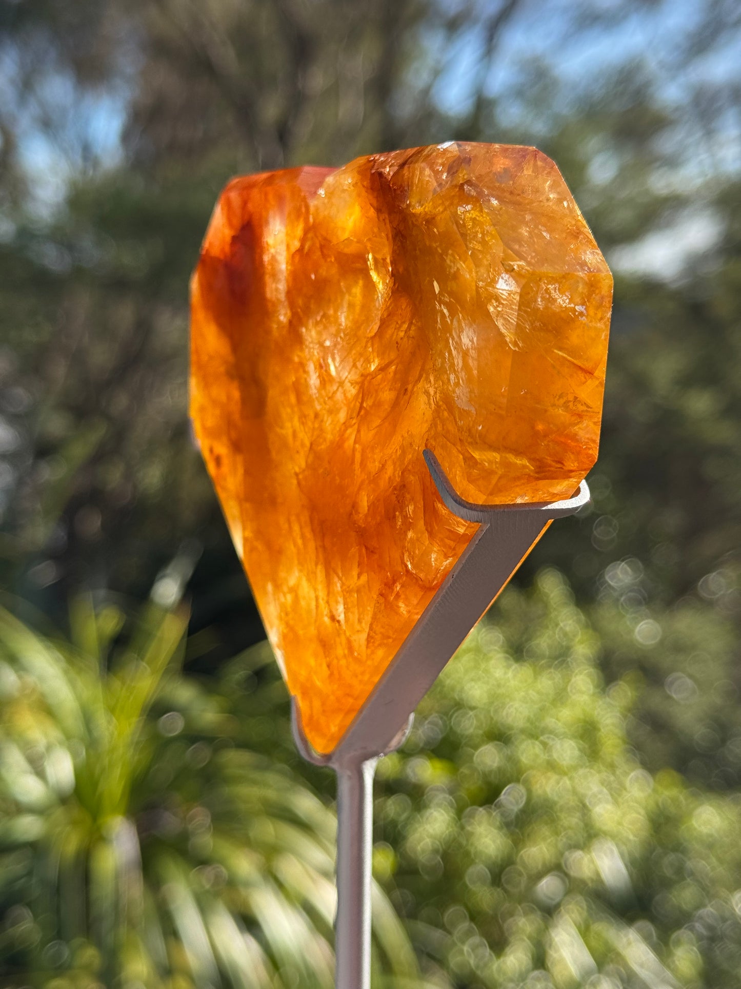 Golden Healer Quartz Faceted Heart on a stand