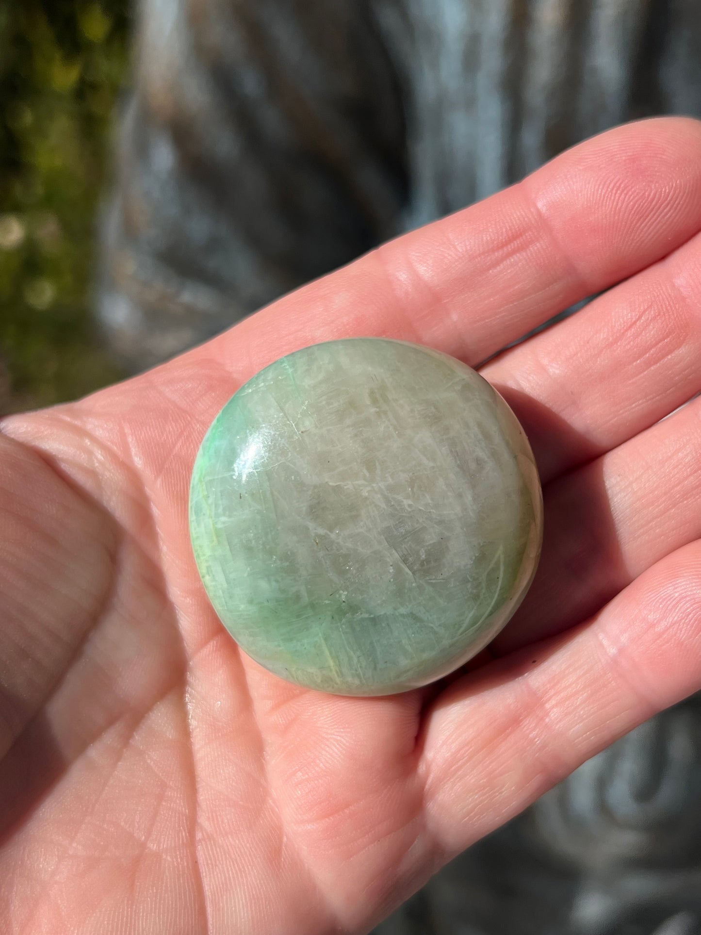 Green Moonstone/Garnierite Palm stone
