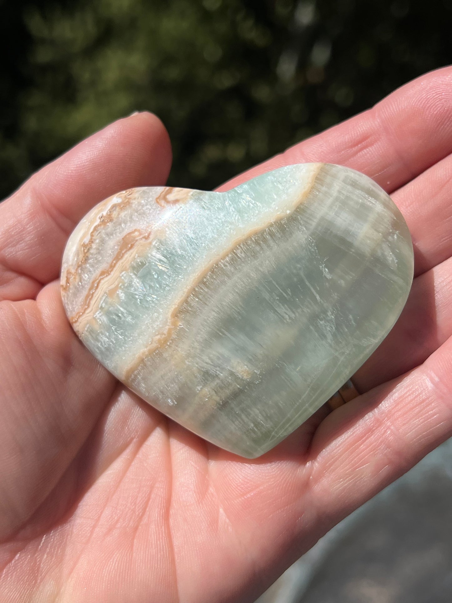 Blue Caribbean Calcite Heart