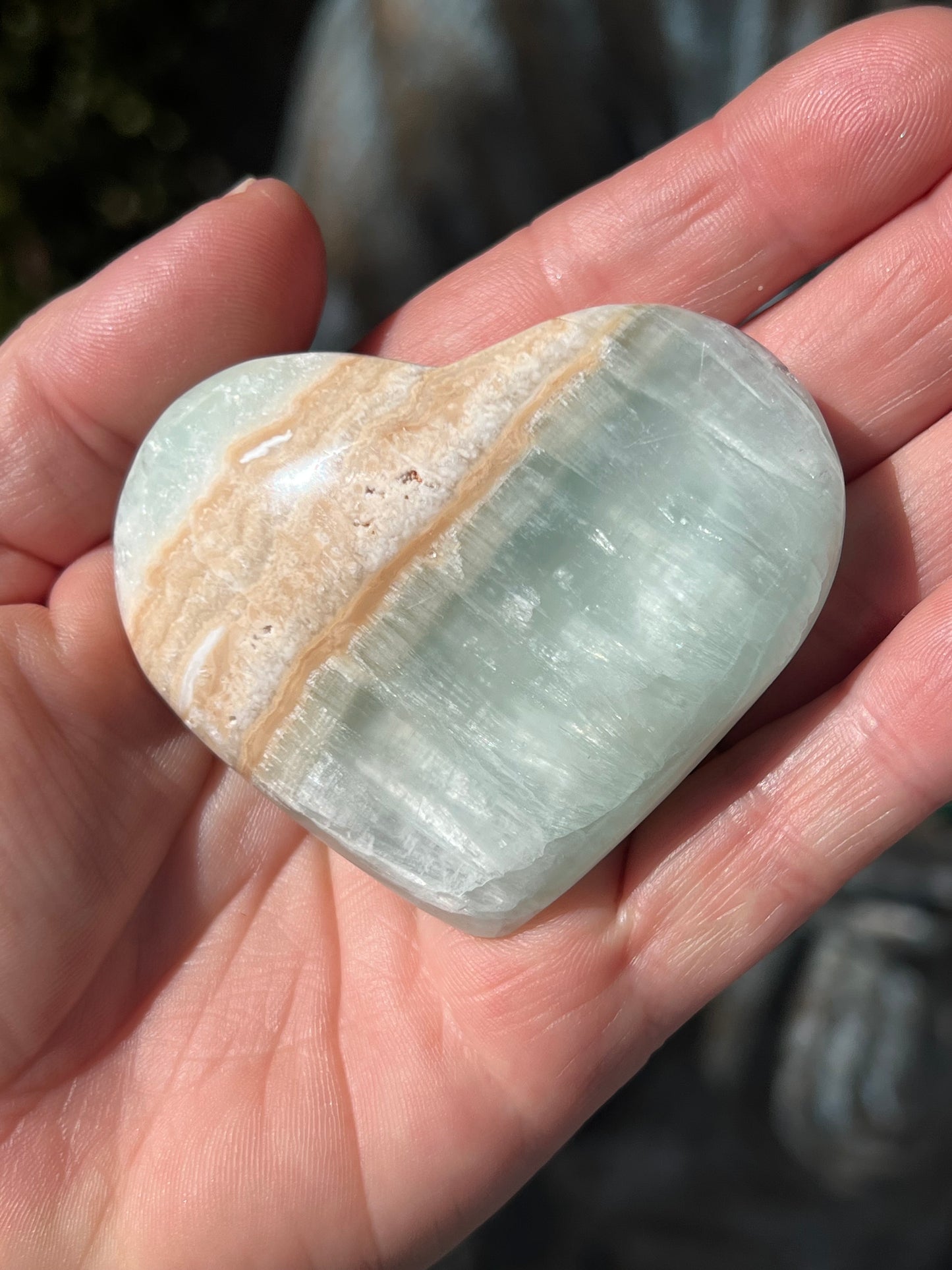 Blue Caribbean Calcite Heart