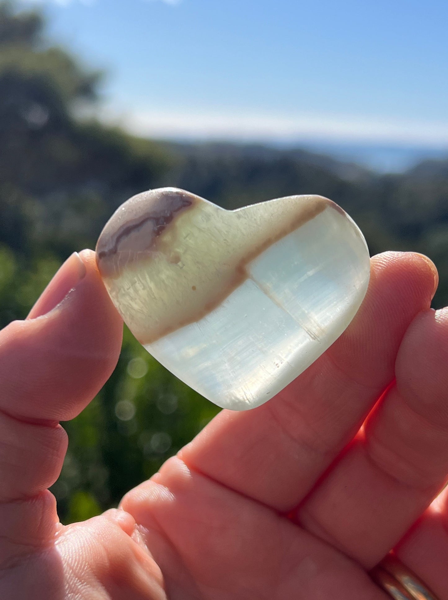 Blue Caribbean Calcite Heart