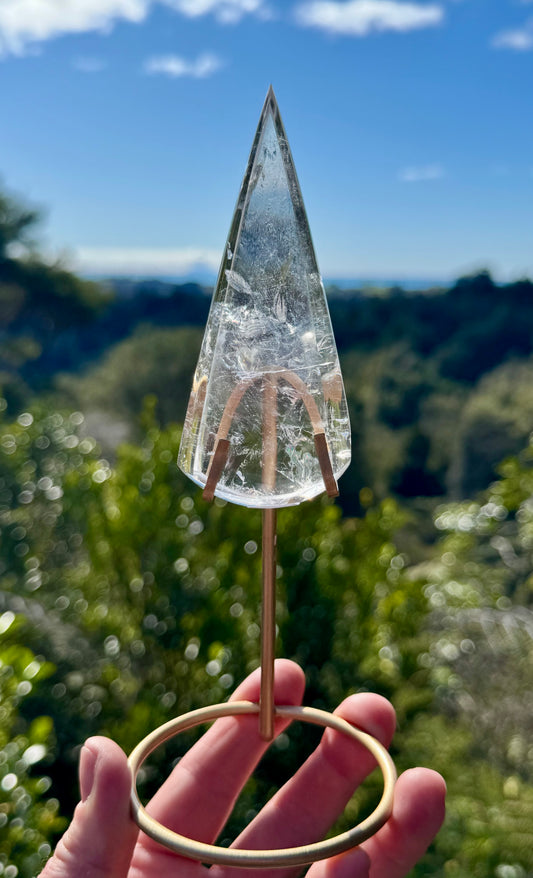 Clear Quartz Teardrop on stand