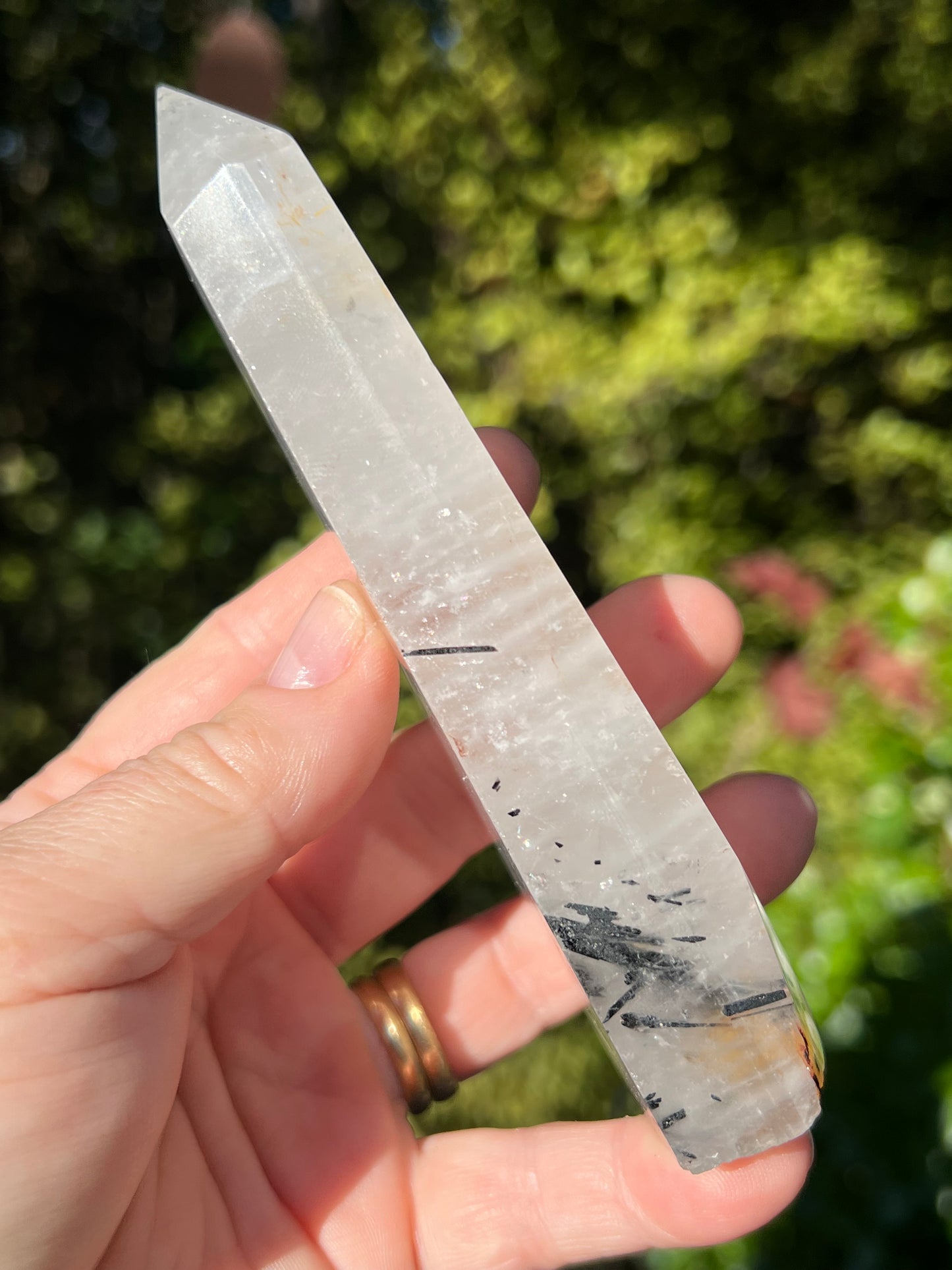 Black Tourmaline in Quartz Tower or Tourmalinated Quartz