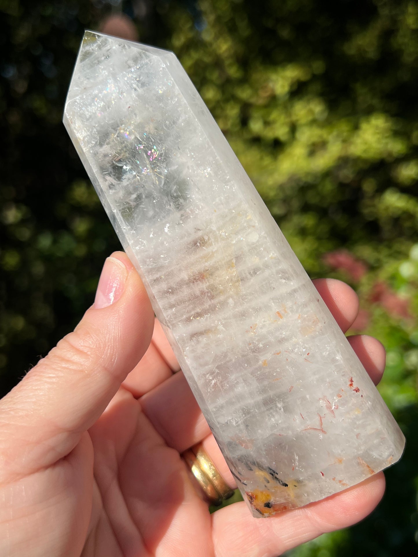 Black Tourmaline in Quartz Tower or Tourmalinated Quartz