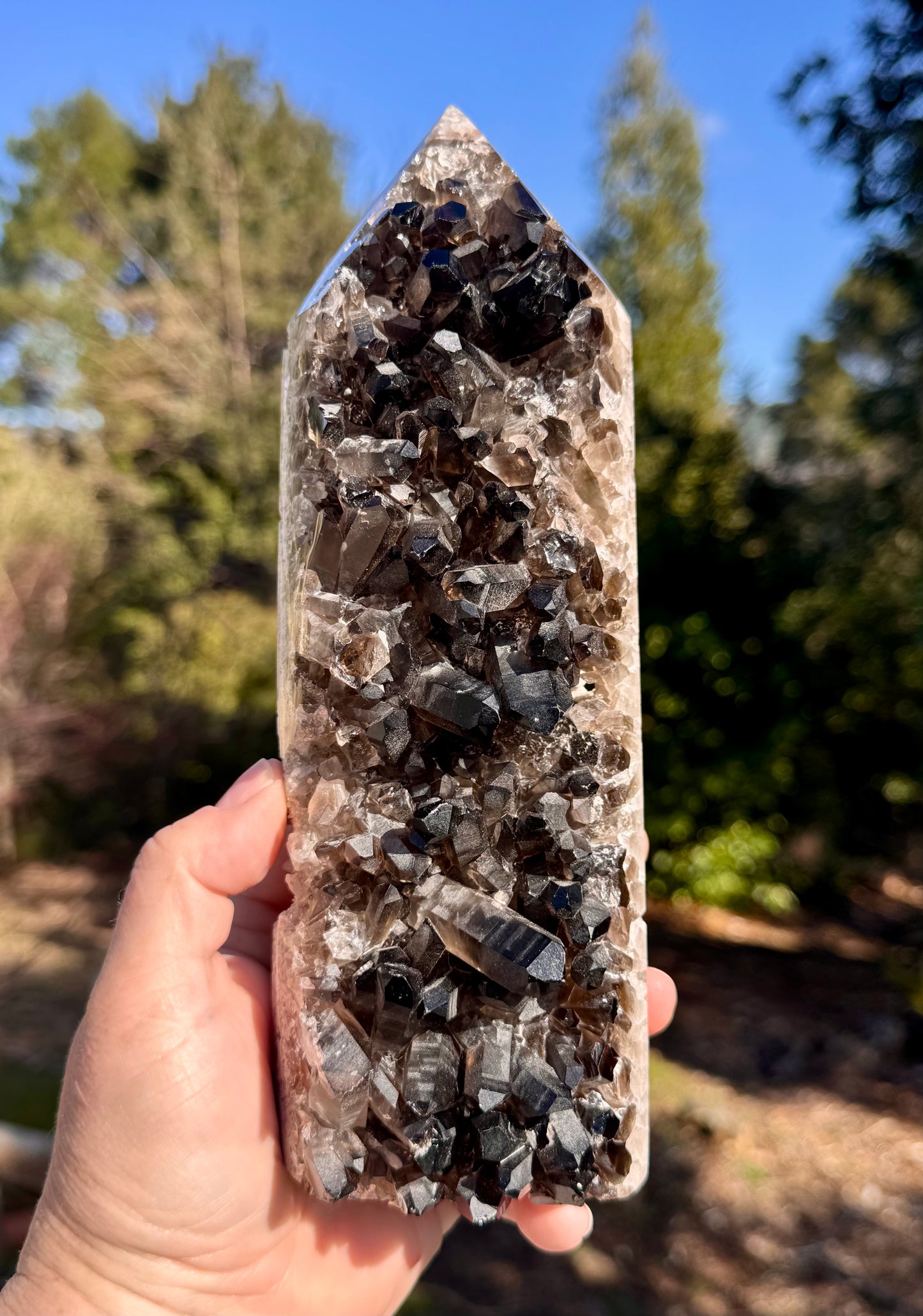 Smoky Quartz Cluster Tower, Heated