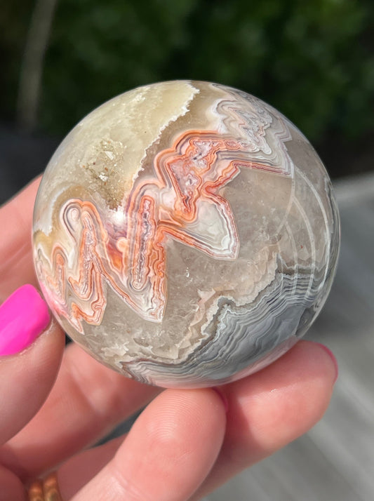 Crazy Lace Agate Sphere, Mexican