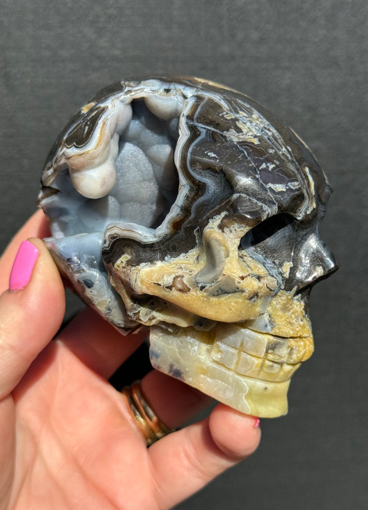 Volcanic Agate carved Skull