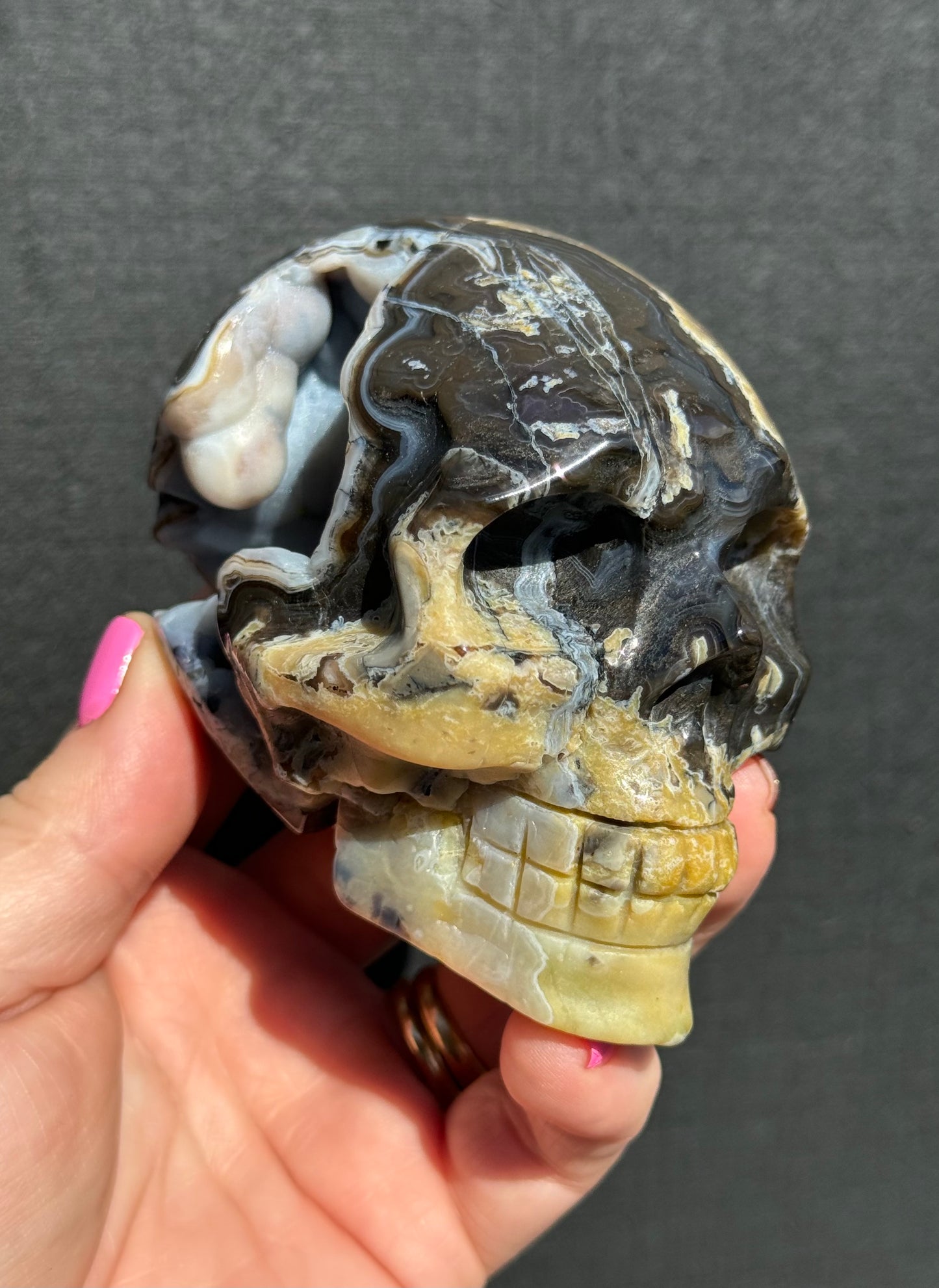 Volcanic Agate carved Skull