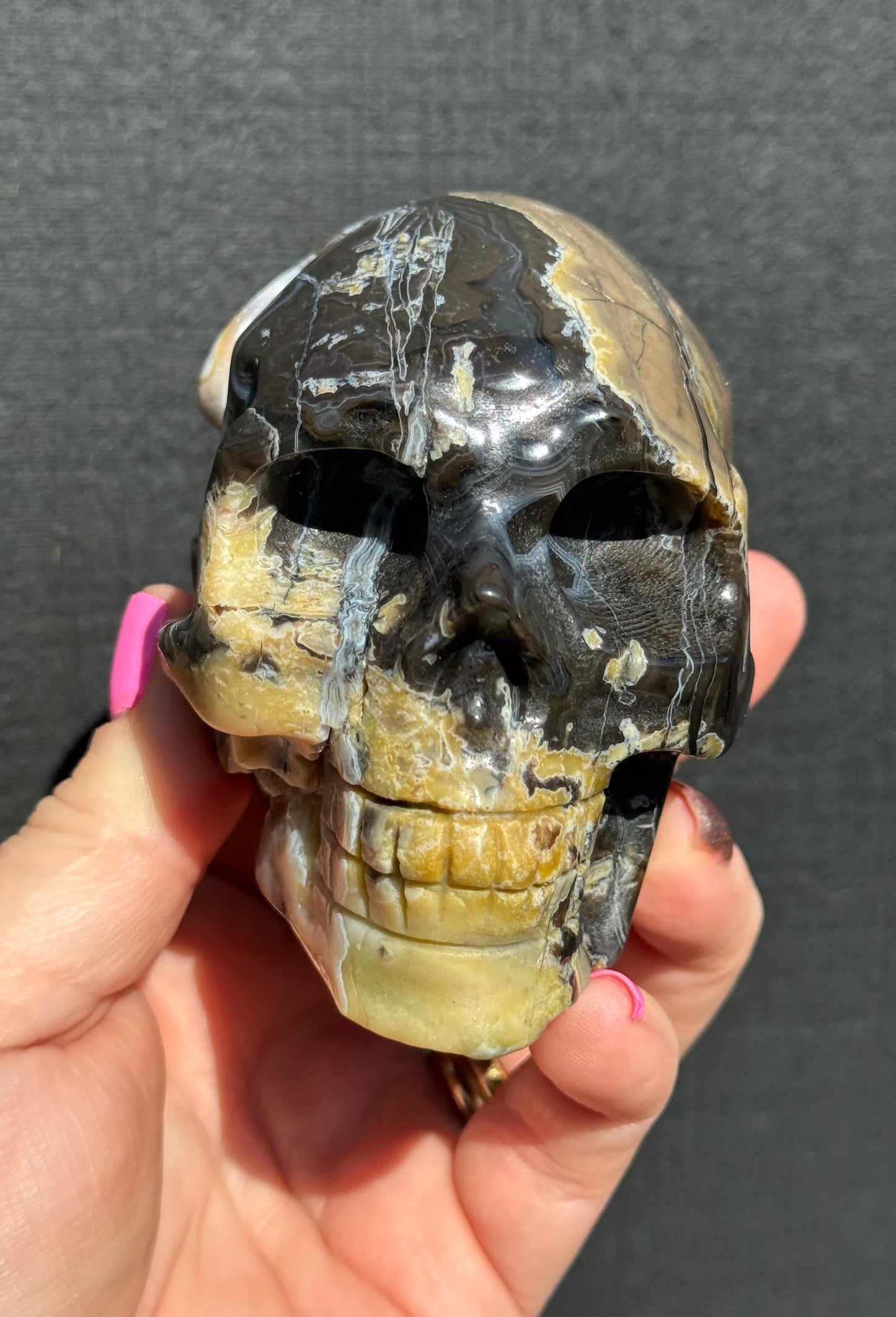 Volcanic Agate carved Skull