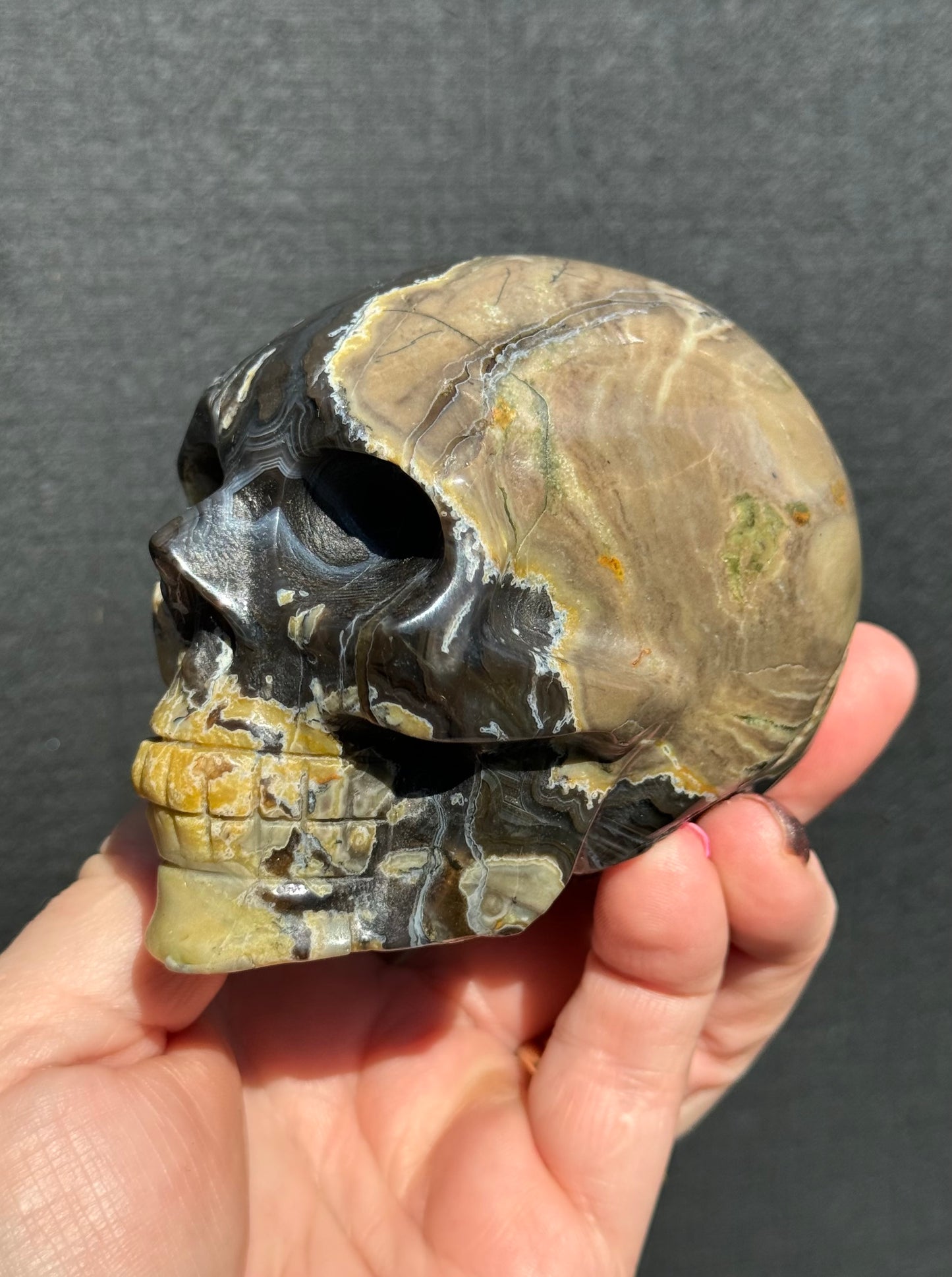 Volcanic Agate carved Skull