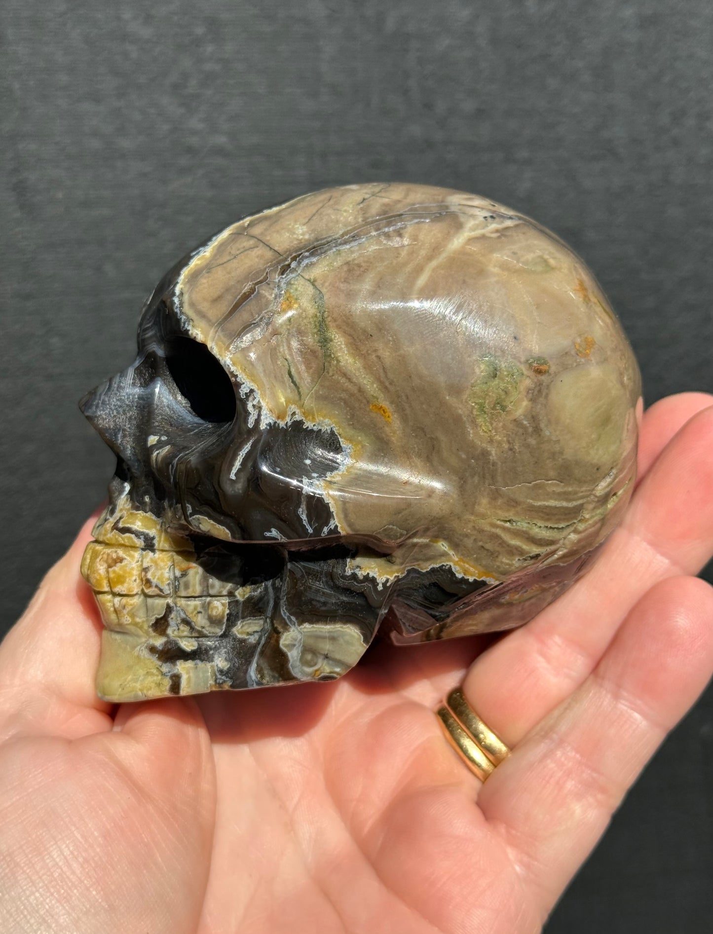 Volcanic Agate carved Skull