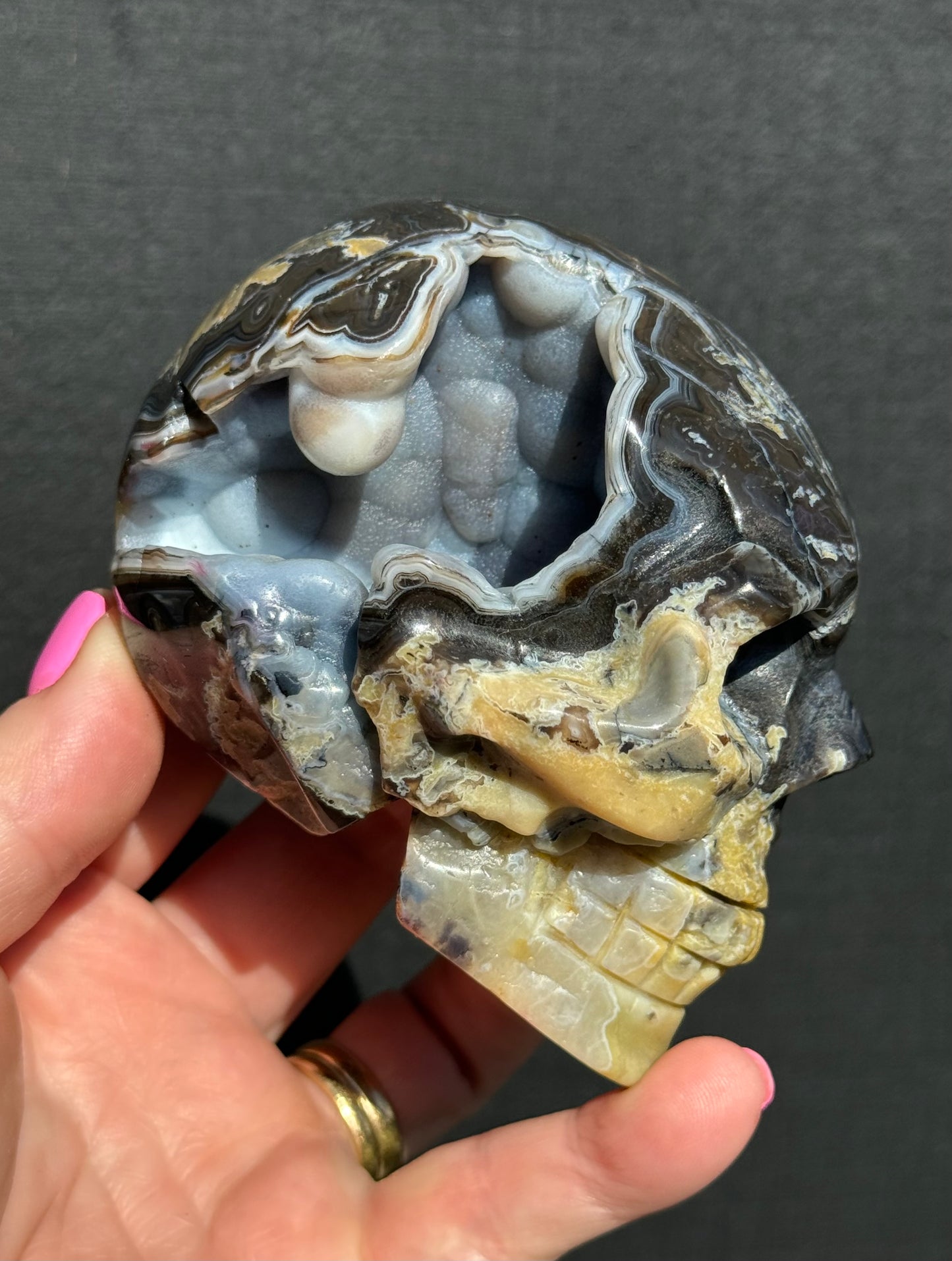 Volcanic Agate carved Skull