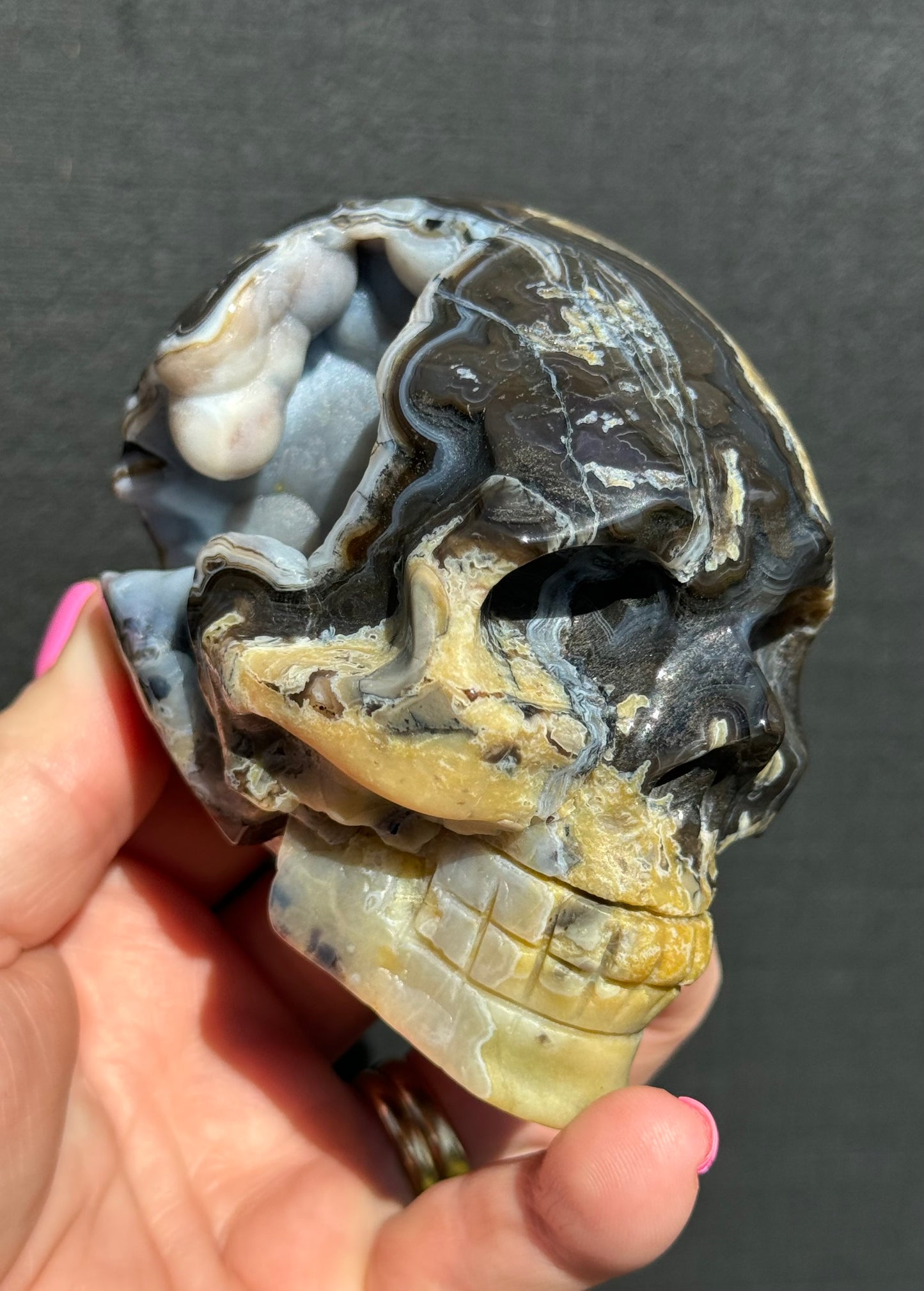 Volcanic Agate carved Skull