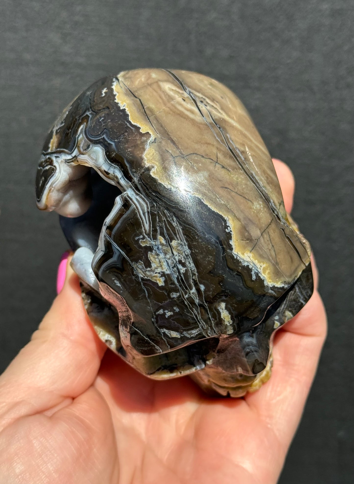 Volcanic Agate carved Skull