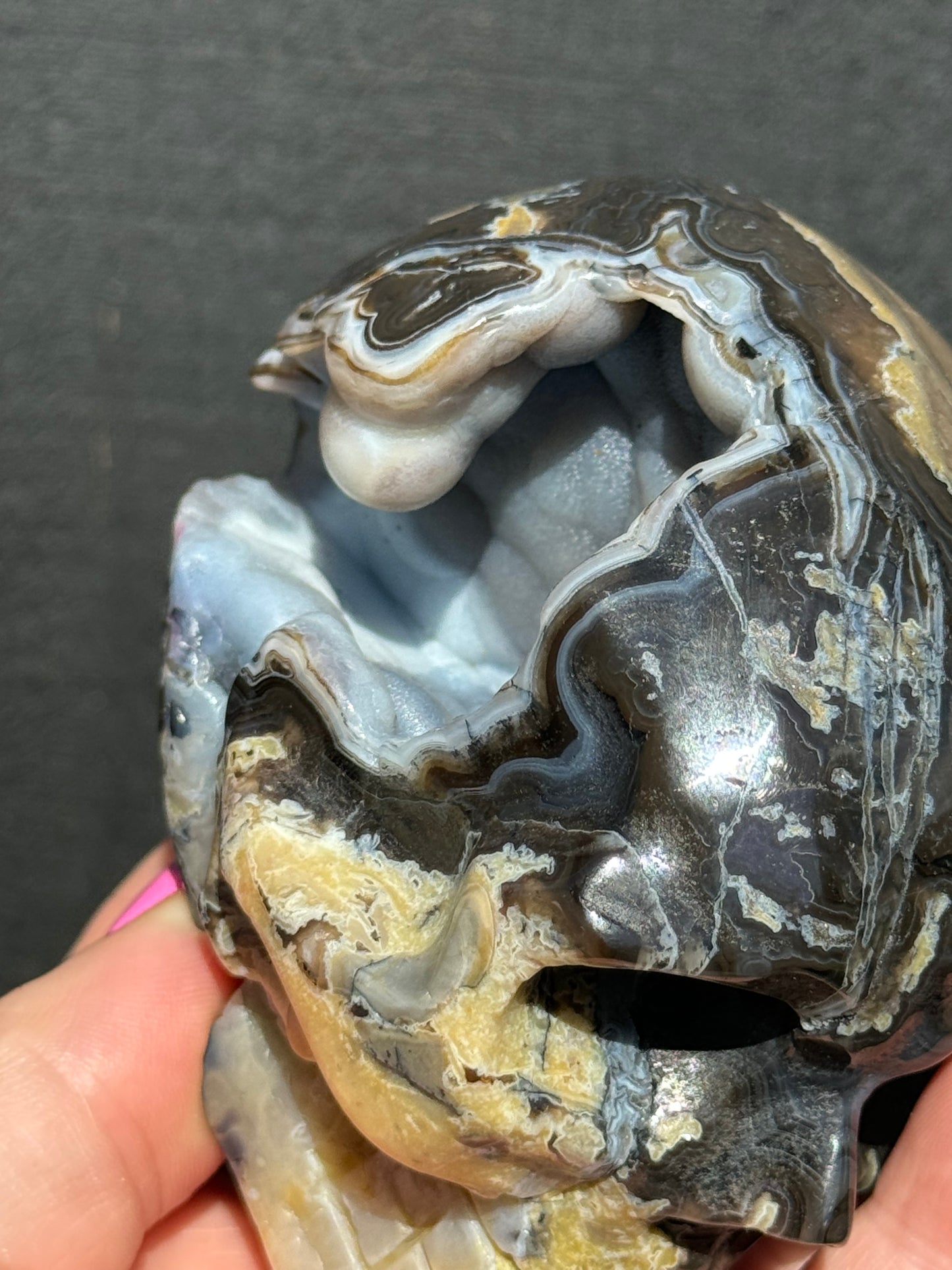 Volcanic Agate carved Skull