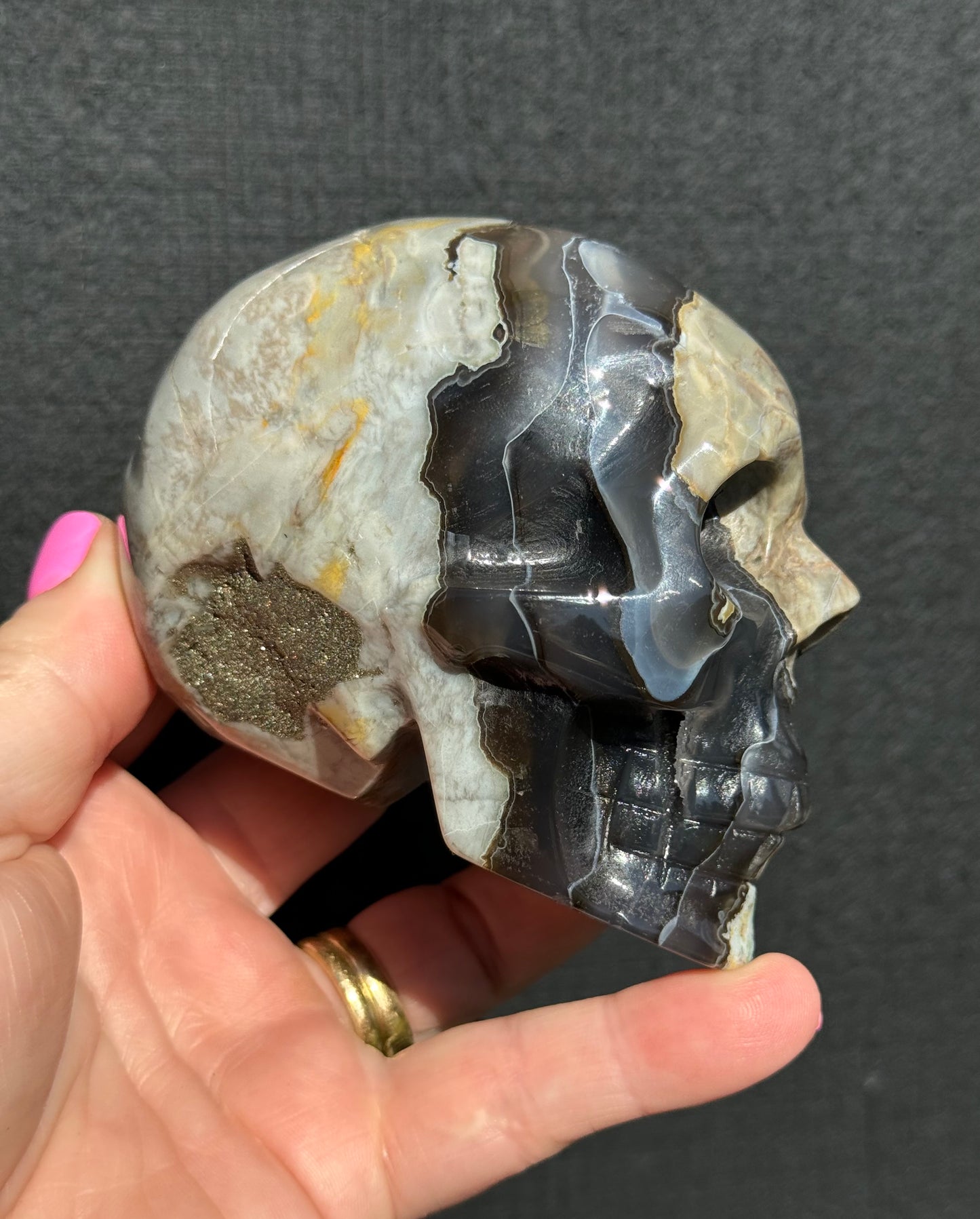 Volcanic Agate carved Skull