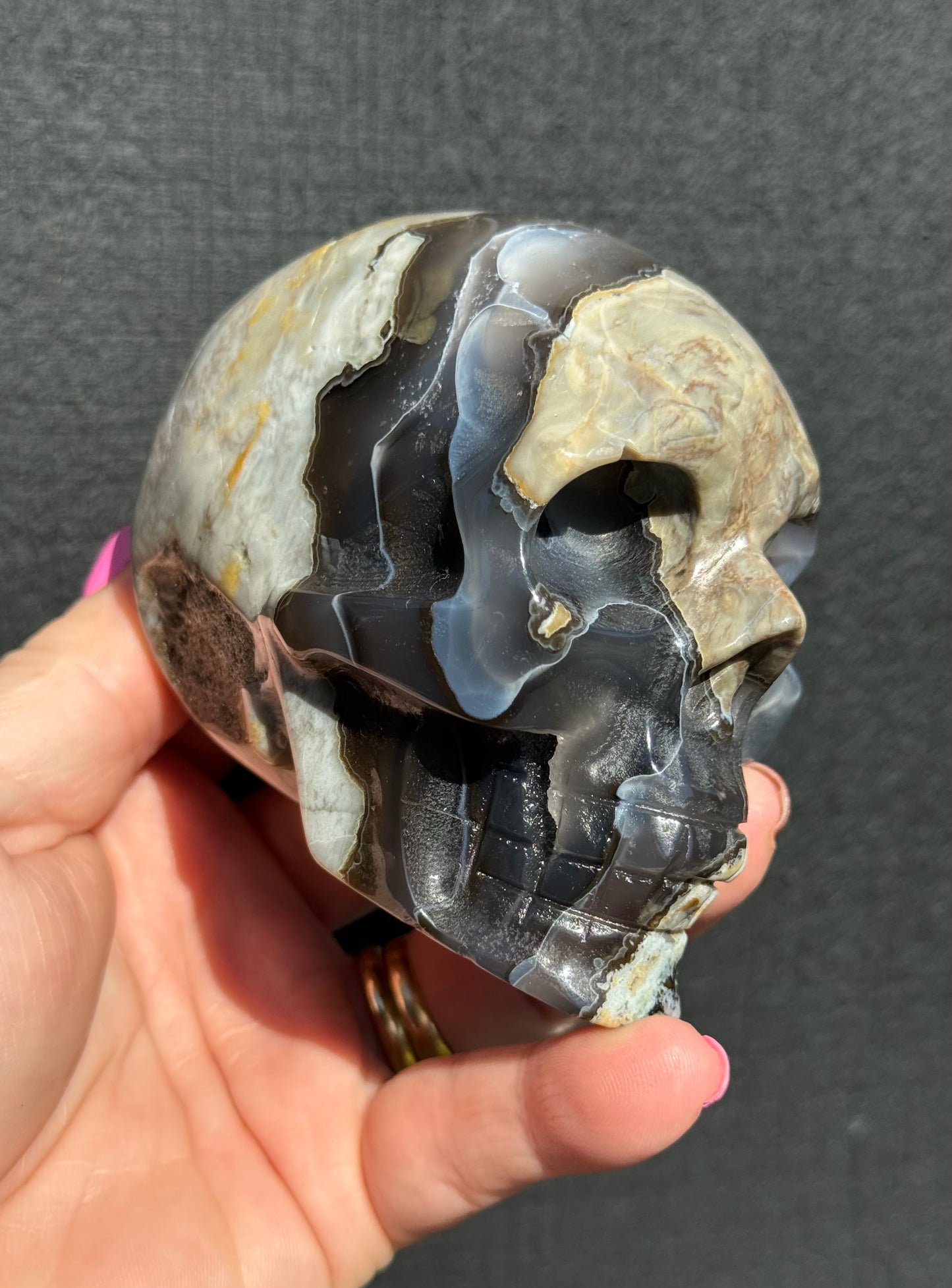 Volcanic Agate carved Skull