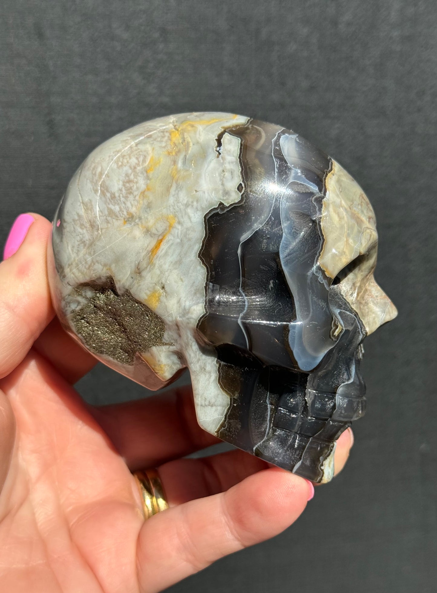 Volcanic Agate carved Skull