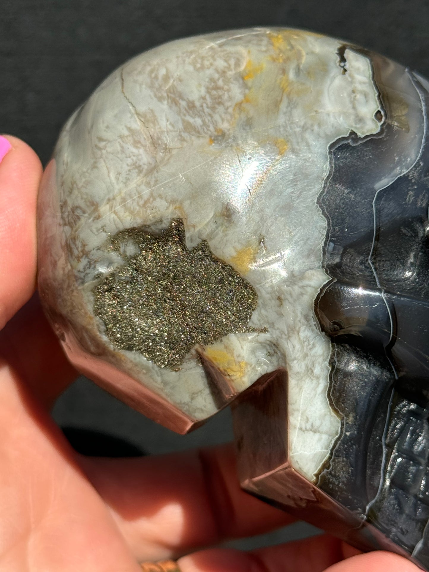 Volcanic Agate carved Skull