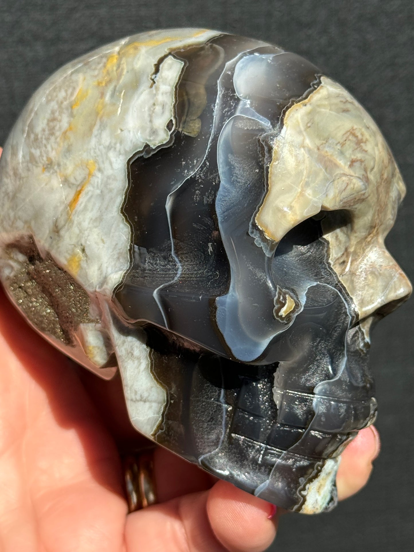 Volcanic Agate carved Skull