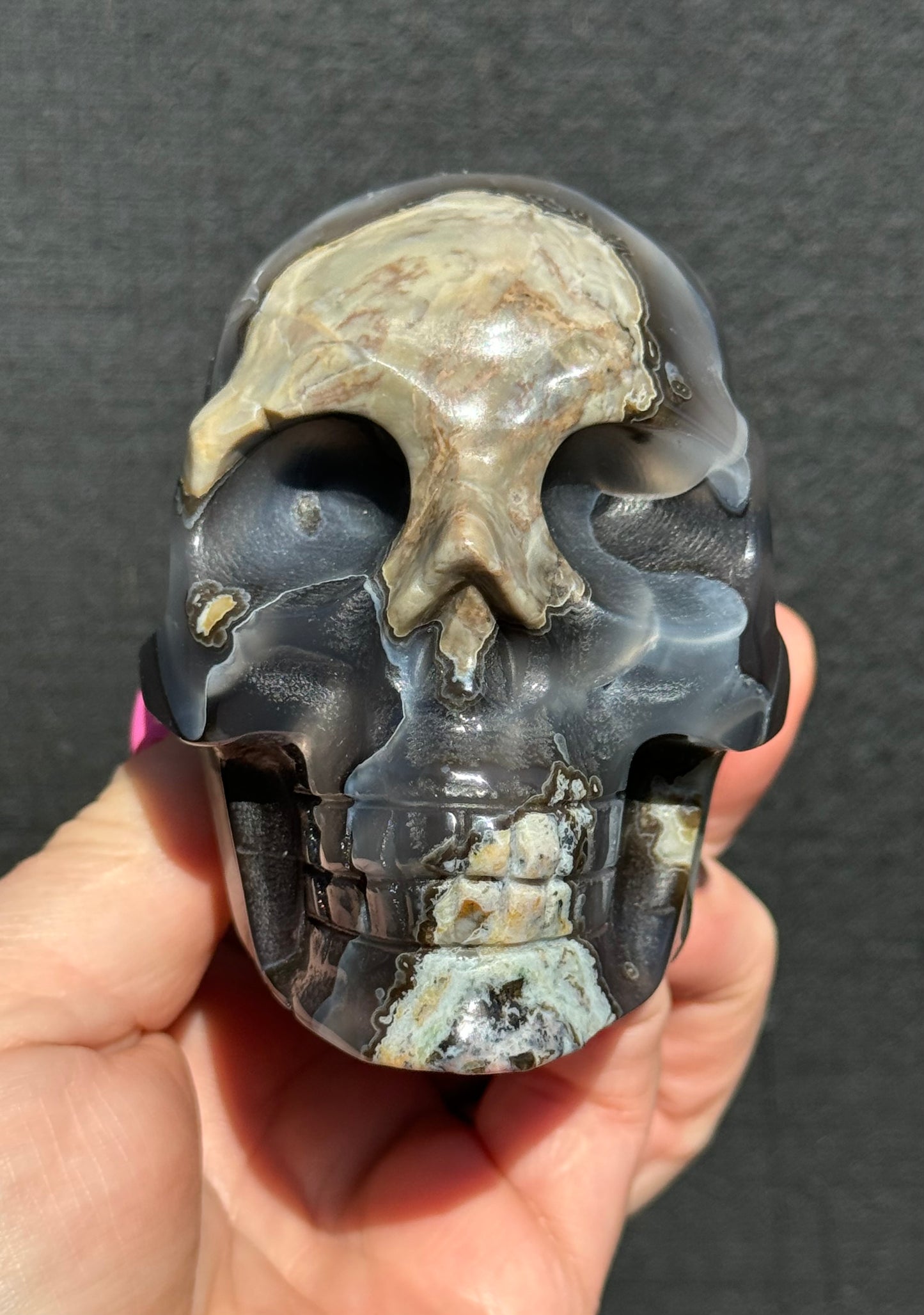 Volcanic Agate carved Skull