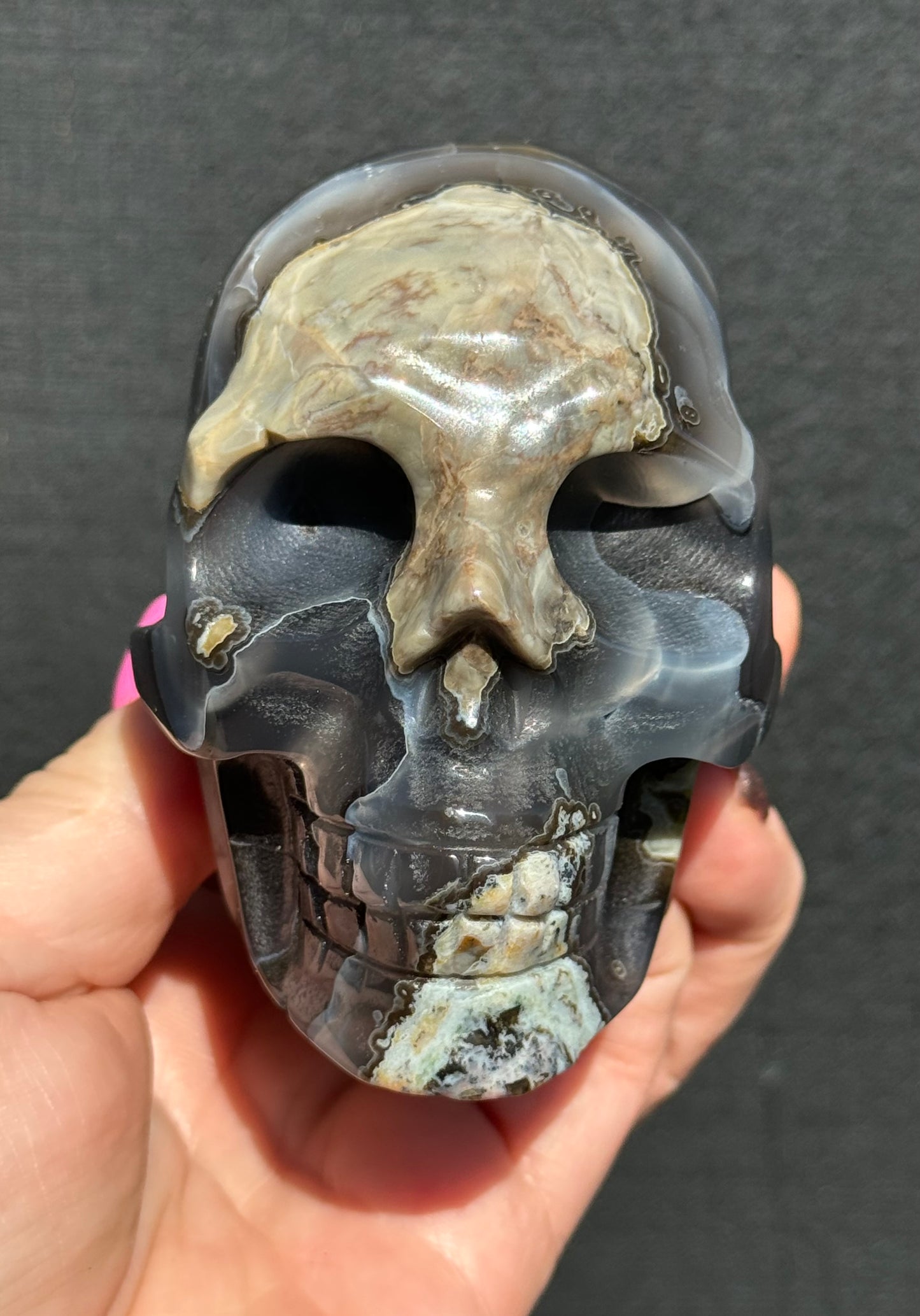 Volcanic Agate carved Skull