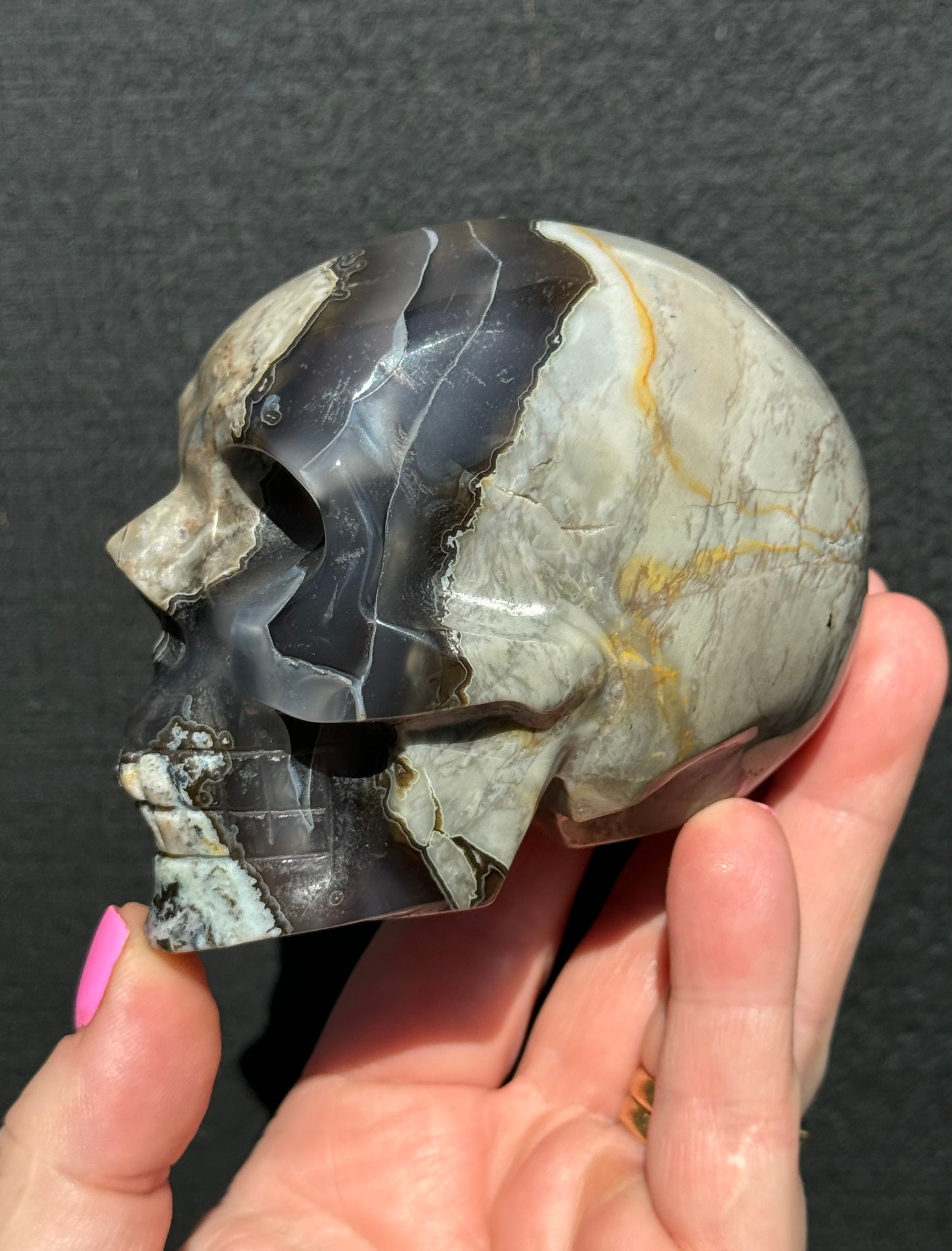 Volcanic Agate carved Skull