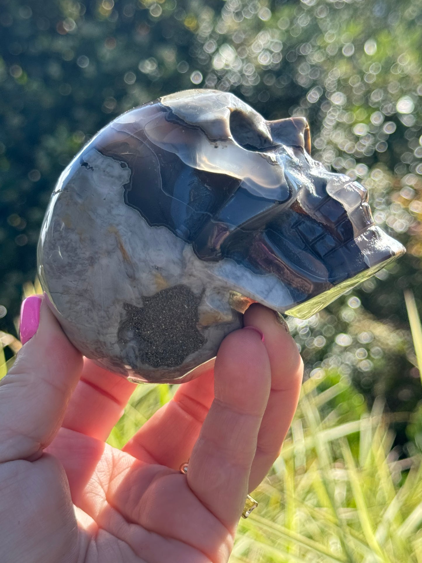 Volcanic Agate carved Skull