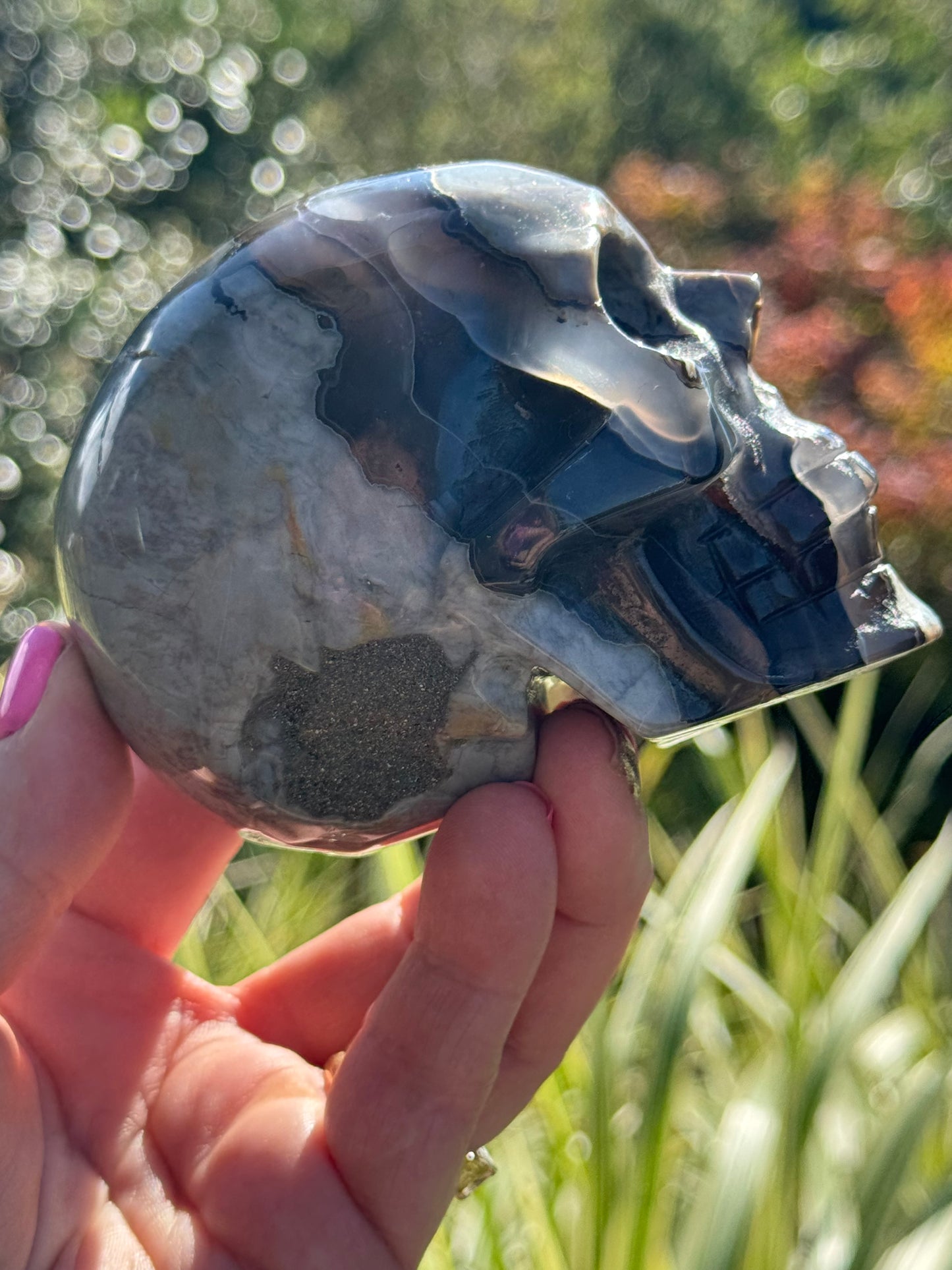 Volcanic Agate carved Skull