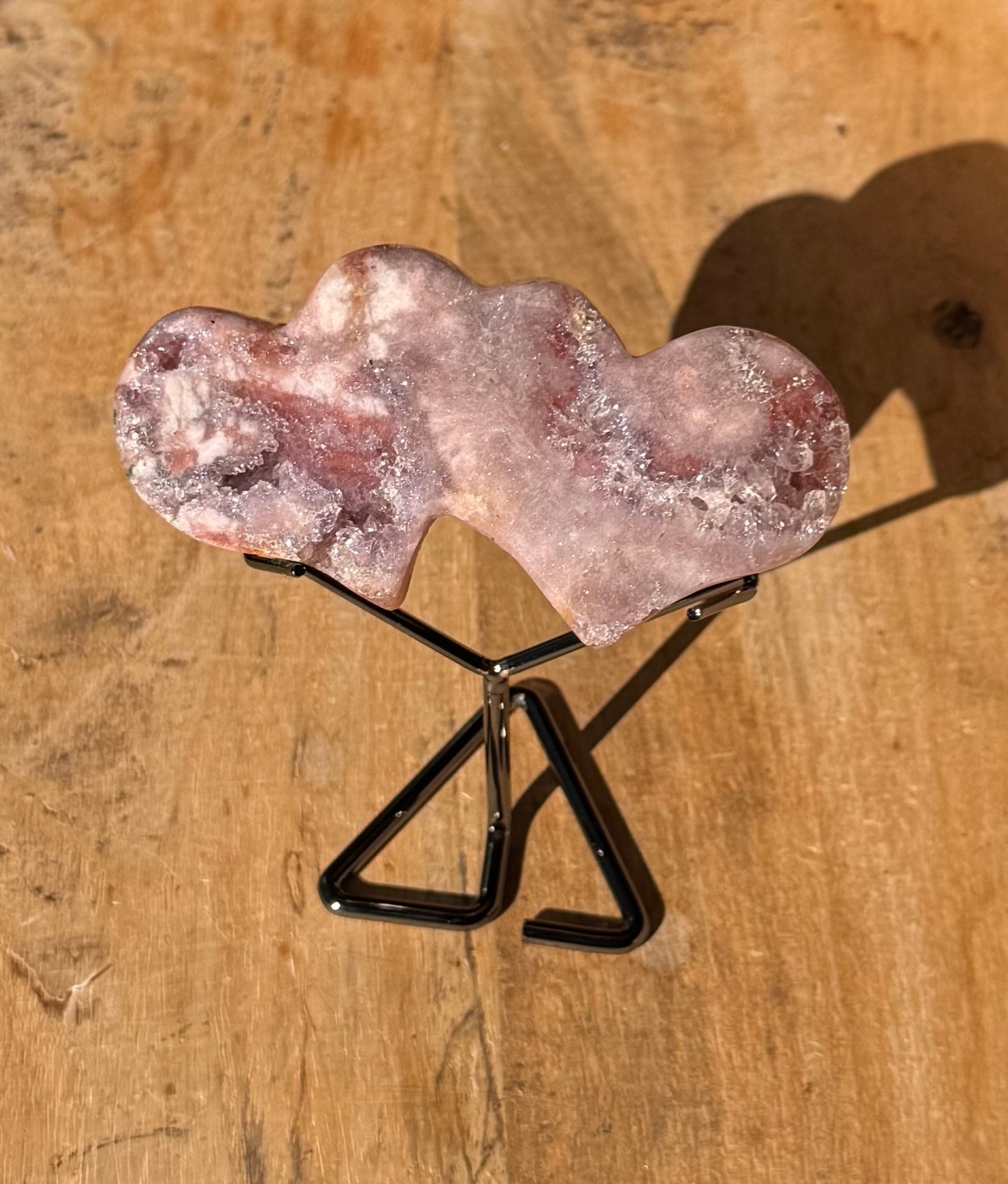 Pink Amethyst Druzy Double Heart