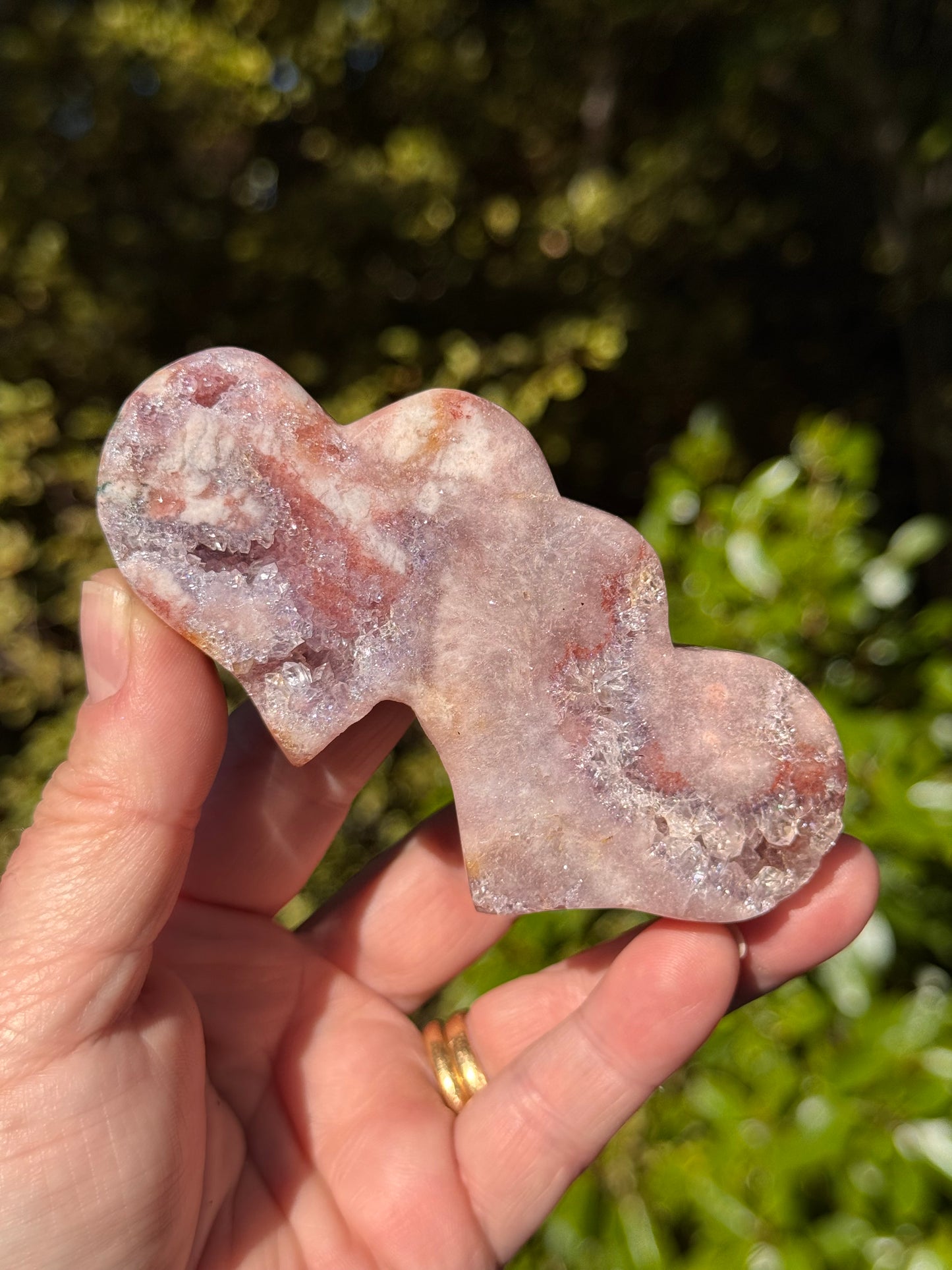Pink Amethyst Druzy Double Heart
