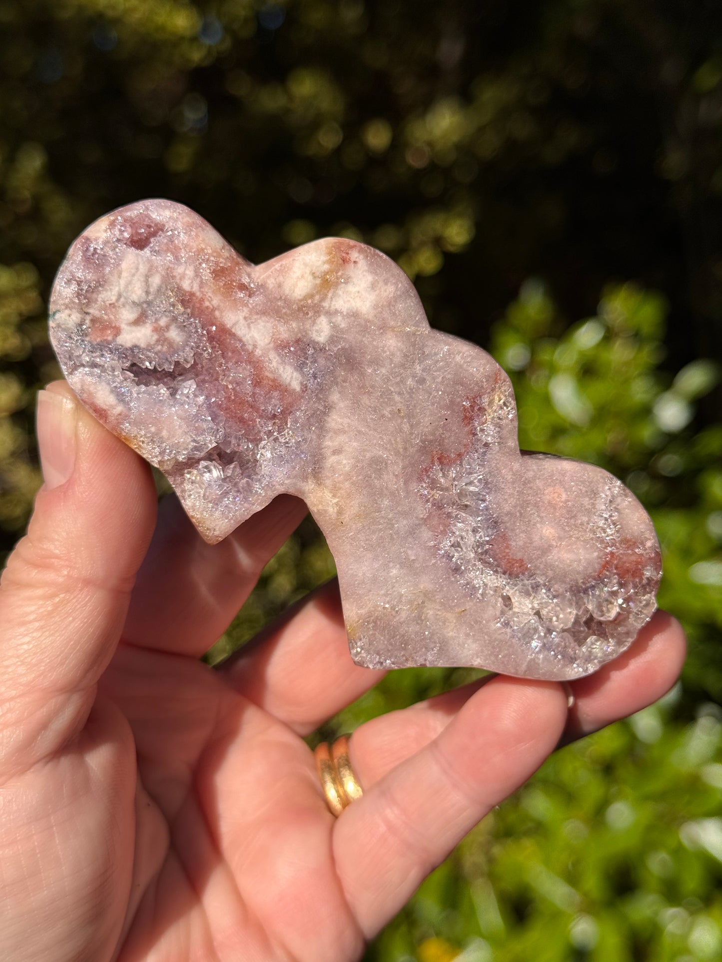 Pink Amethyst Druzy Double Heart