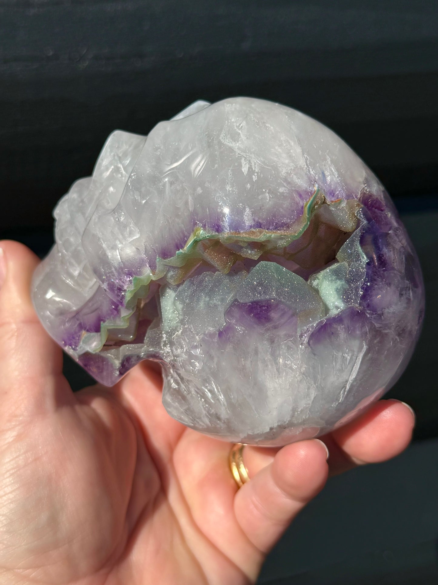 Amethyst Druzy carved Skull