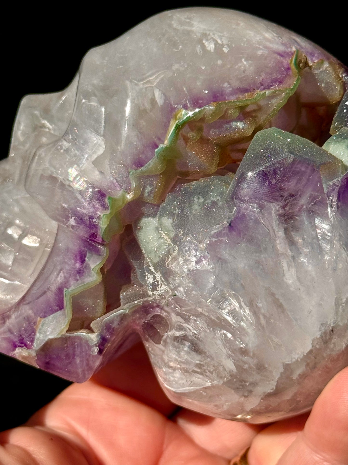 Amethyst Druzy carved Skull