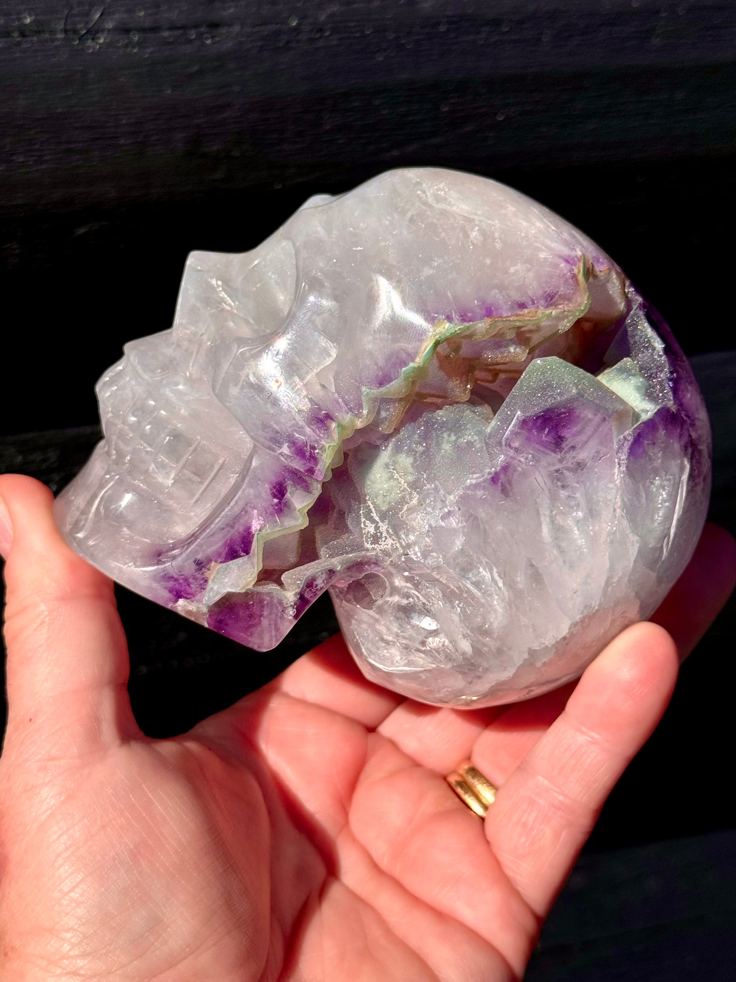 Amethyst Druzy carved Skull