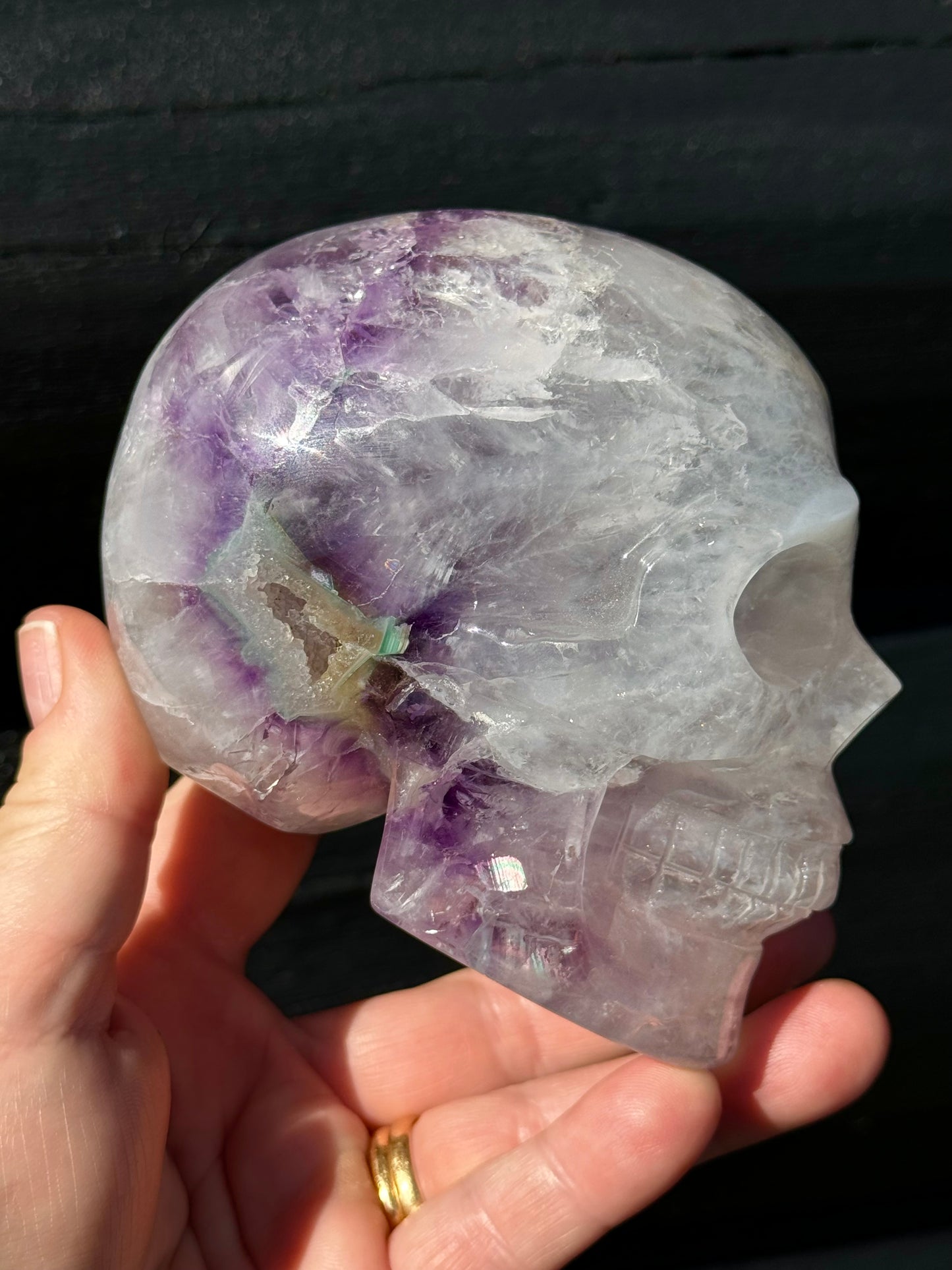 Amethyst Druzy carved Skull