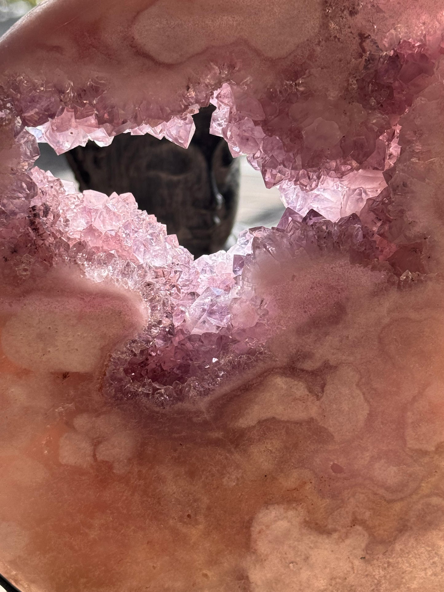 Pink Amethyst carved Crescent Moon - Rare Druze