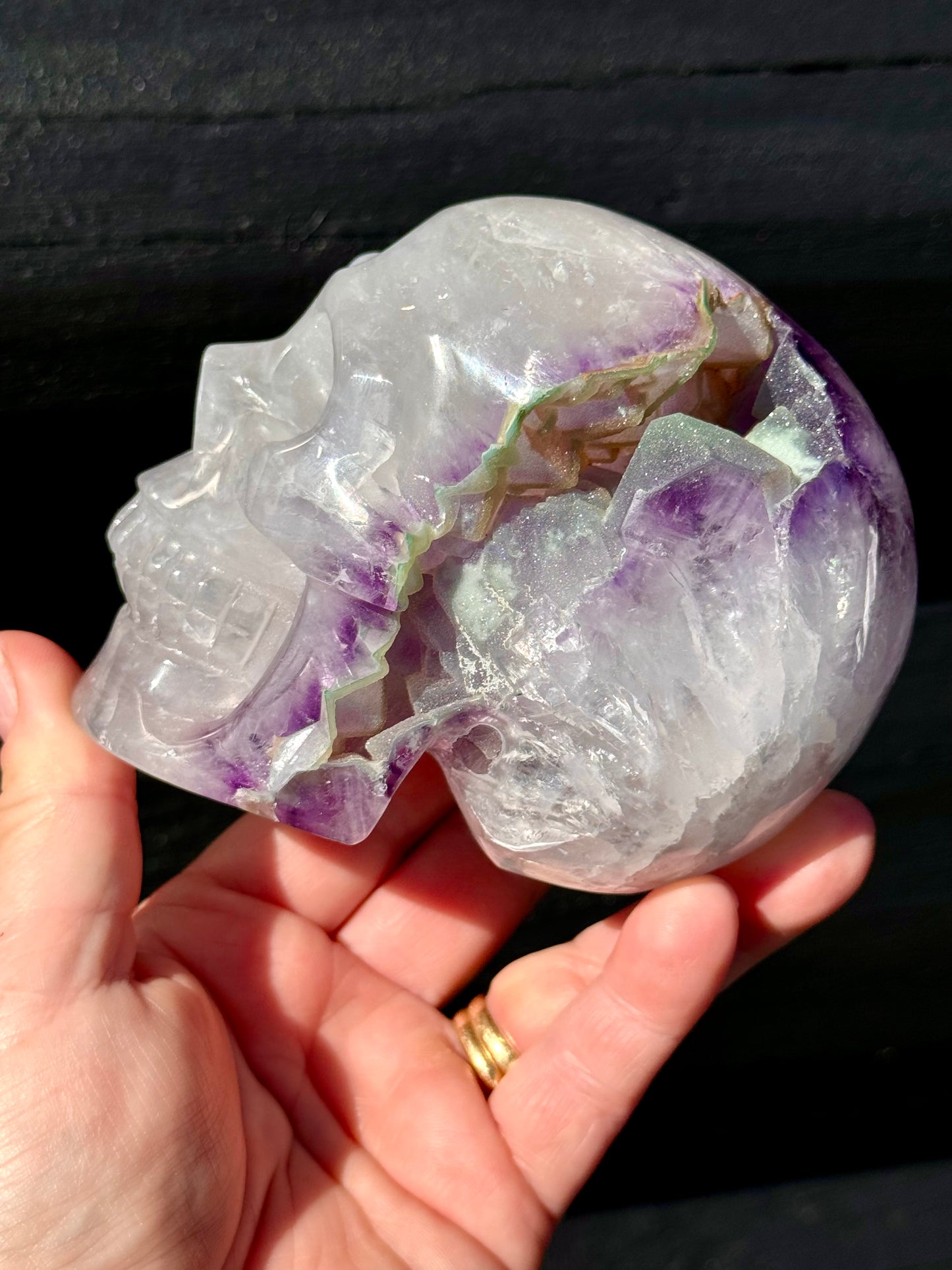 Amethyst Druzy carved Skull