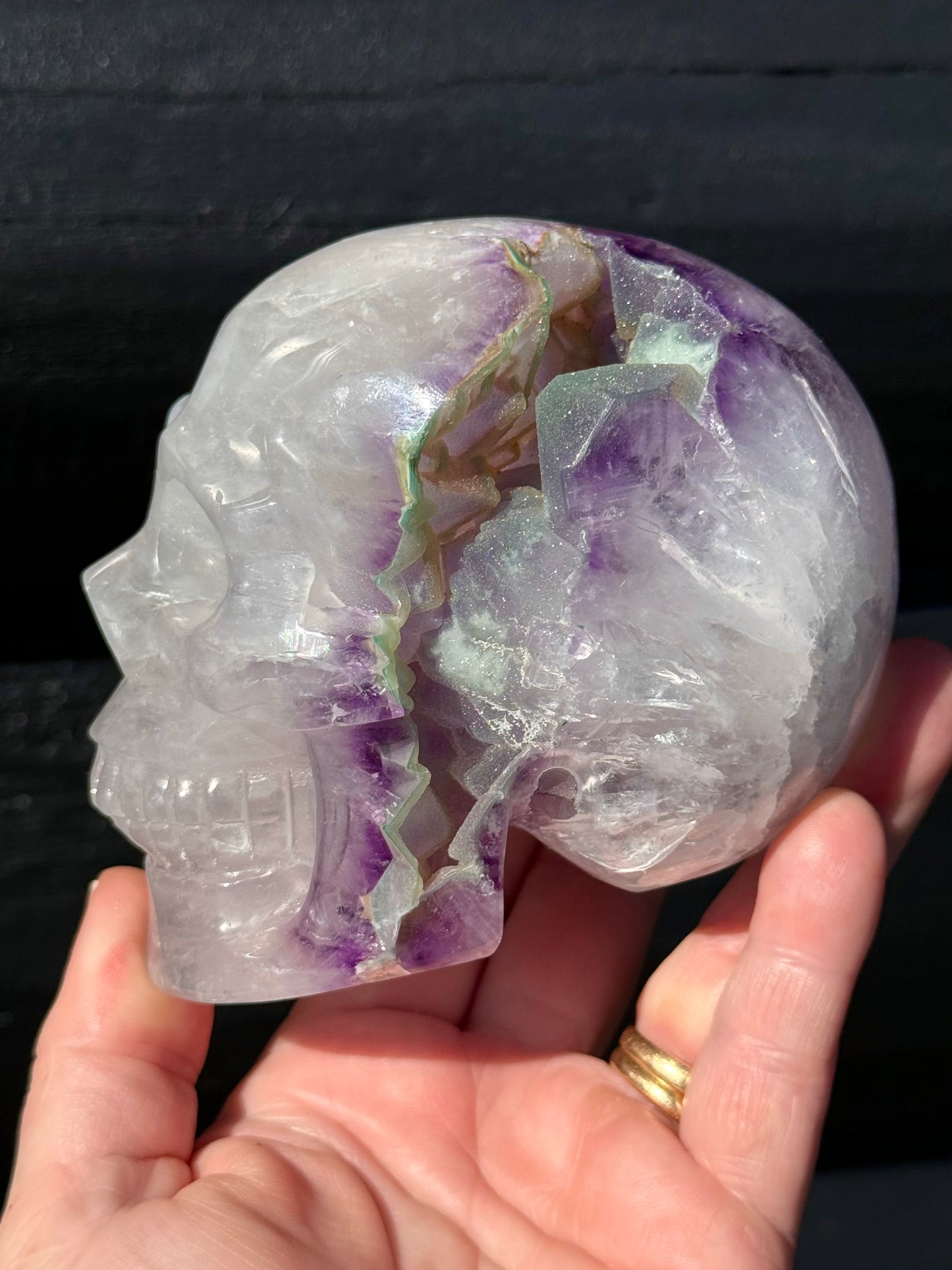 Amethyst Druzy carved Skull