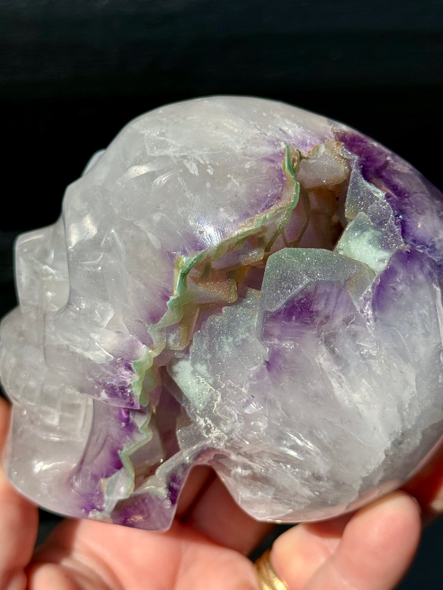 Amethyst Druzy carved Skull