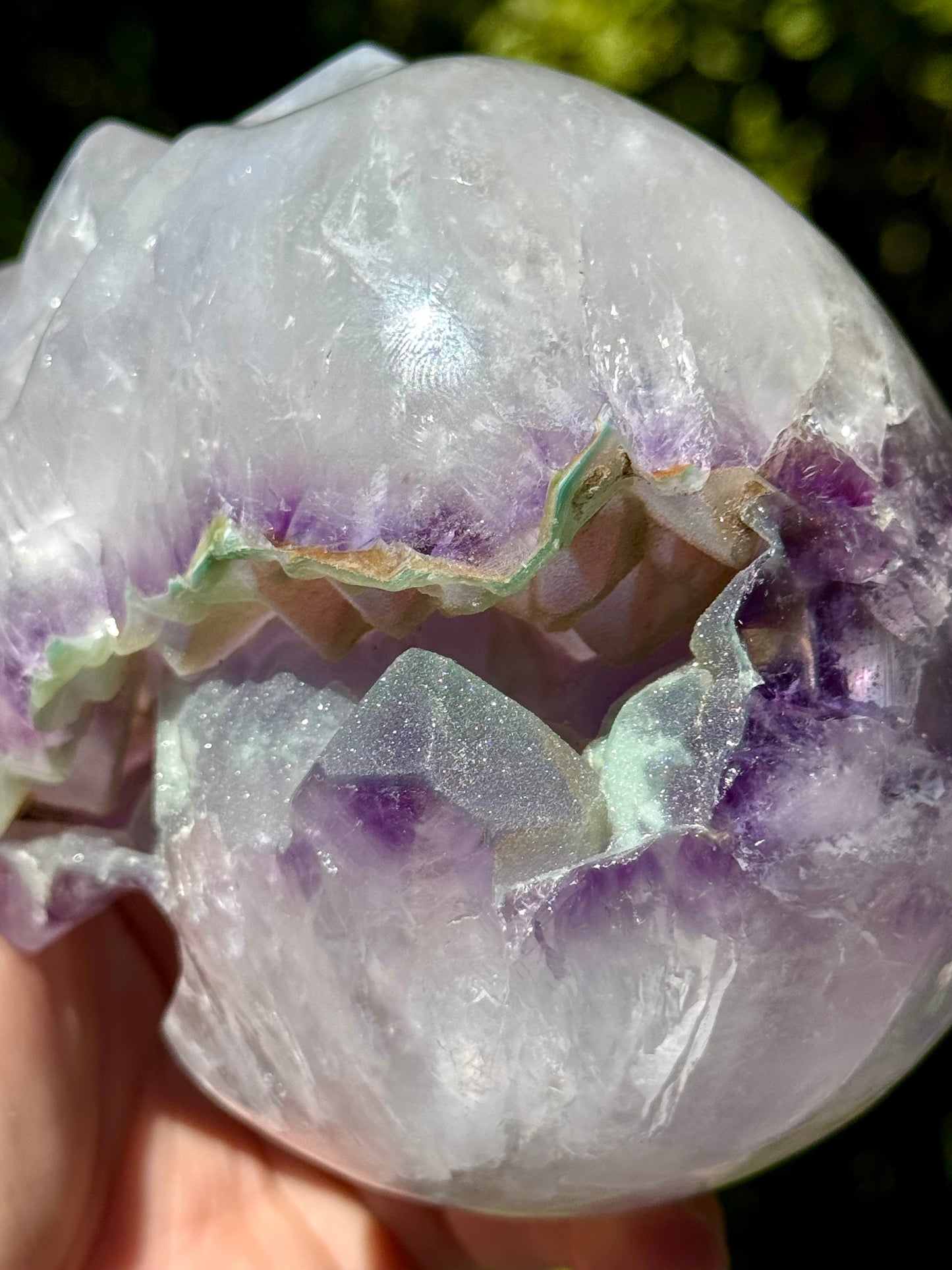 Amethyst Druzy carved Skull