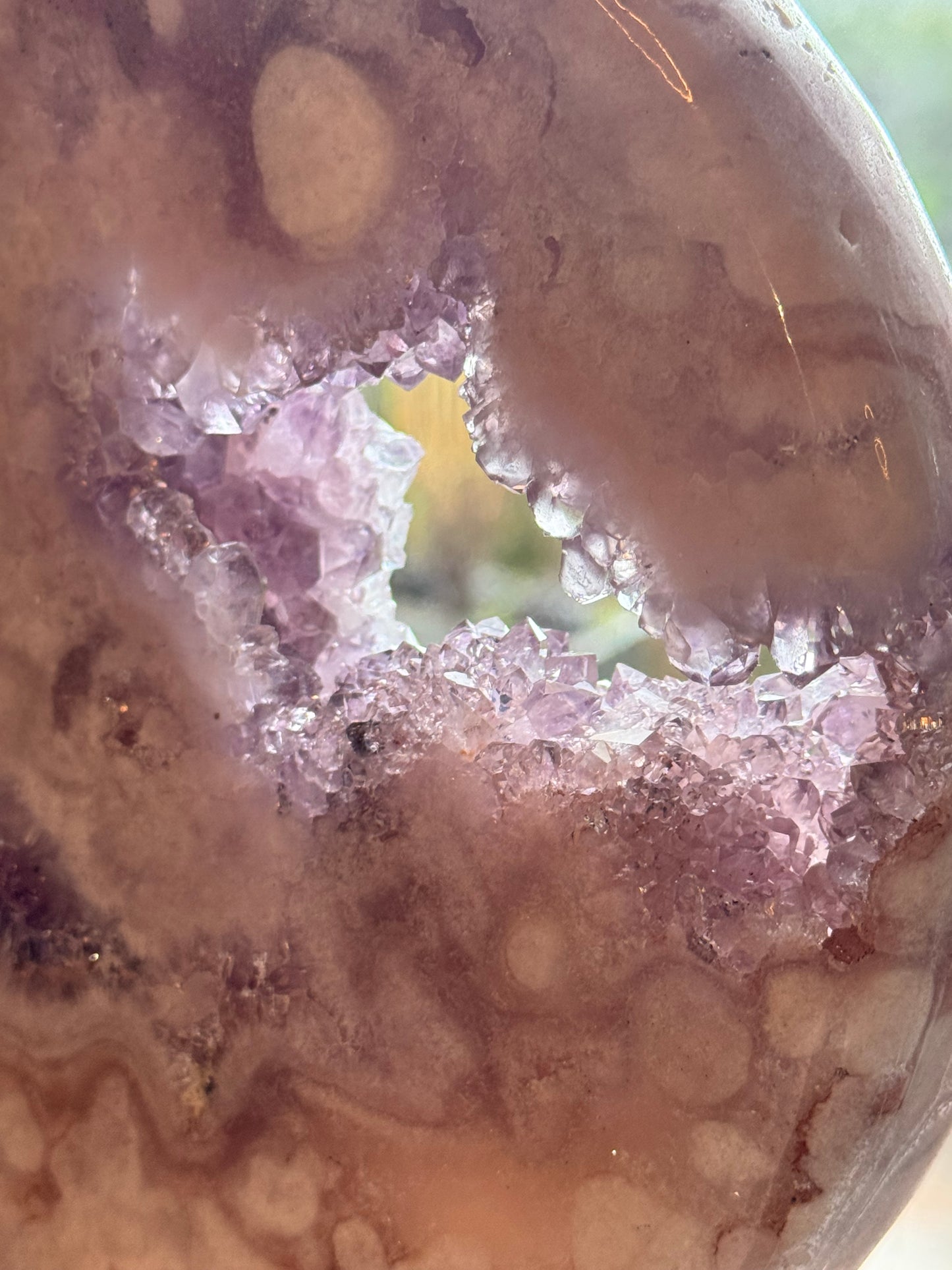 Pink Amethyst carved Crescent Moon - Rare Druze
