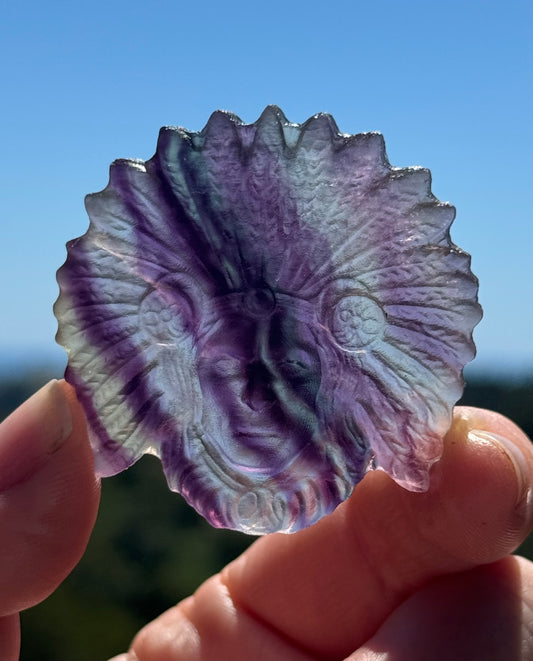 Purple Fluorite carved Indigenous American Head