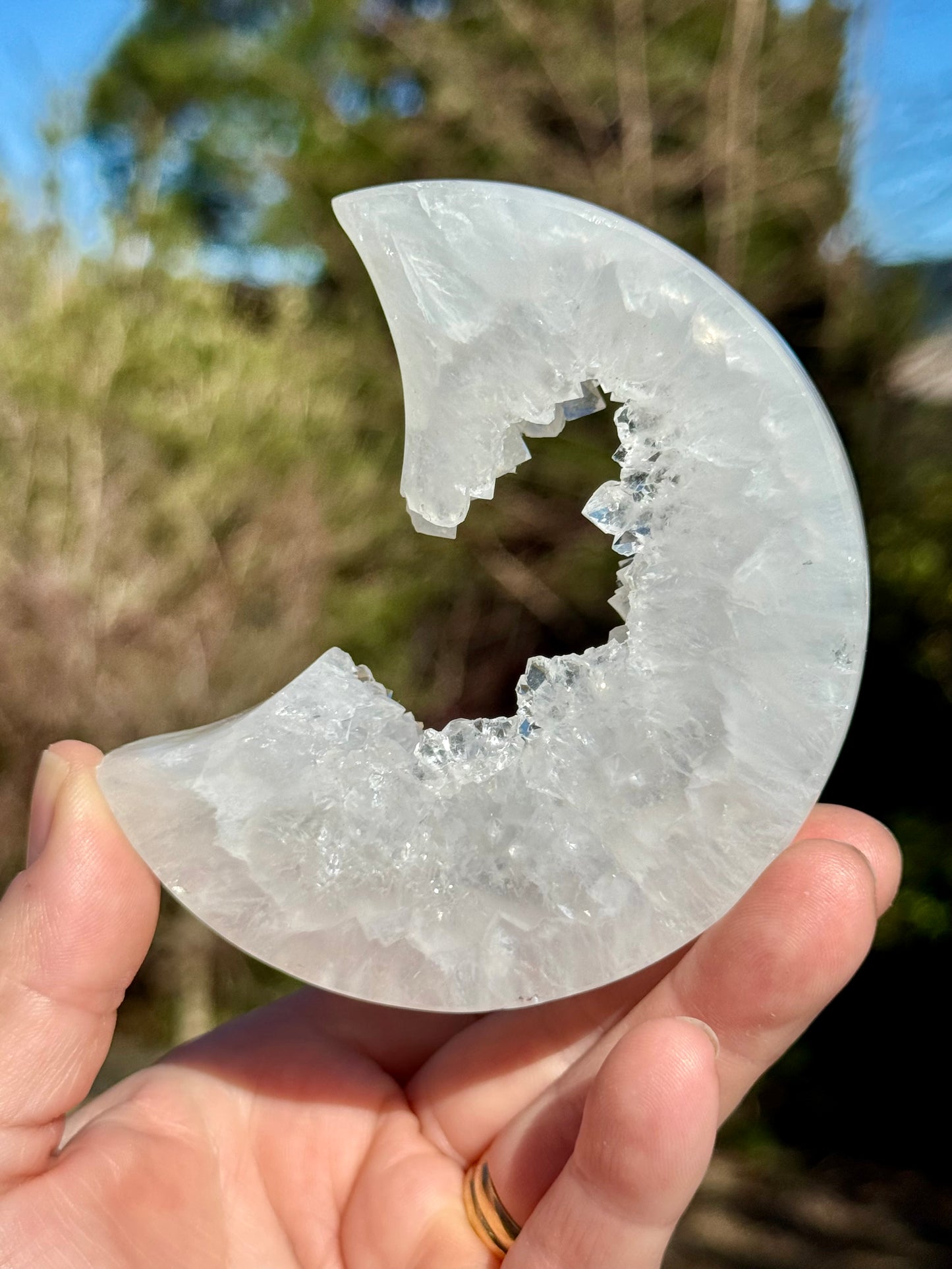 Druzy Agate Crescent Moon 1